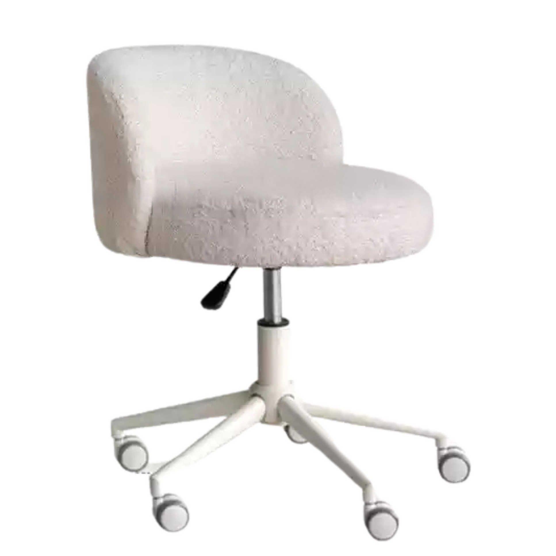 Eco-Leather, Imitation Sheepskin Adjustable Height Vanity Stool, Modern Minimalist Makeup Chair for Bedroom