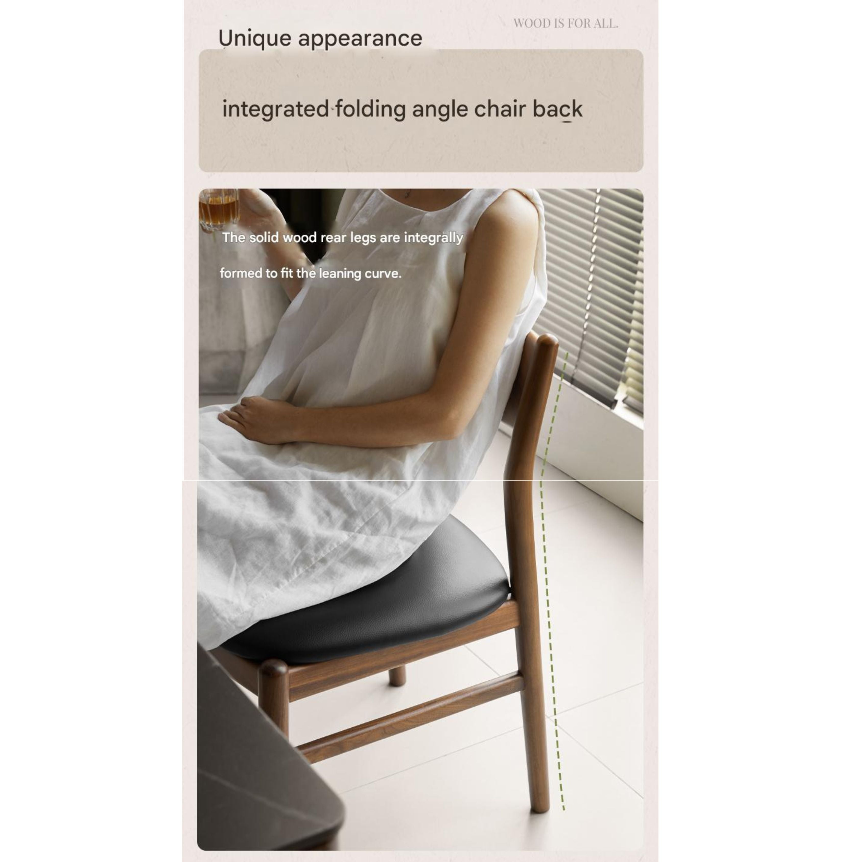 4 pcs Black Walnut, Ash, Oak, White Oak, Beech, Sandalwood Solid Wood Dining Chair Retro