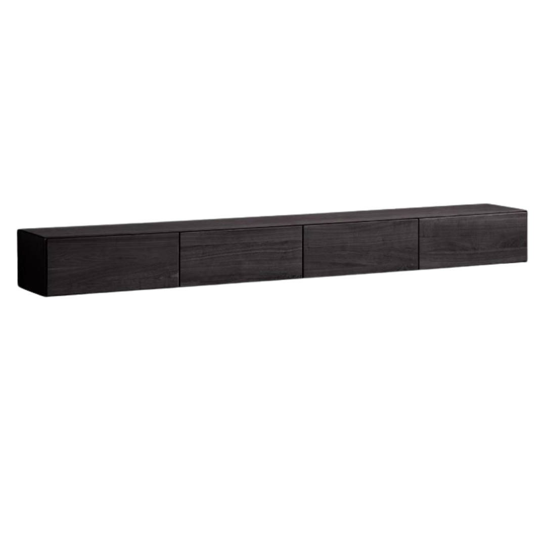 Oak Solid Wood TV Cabinet Hanging LED Lights.