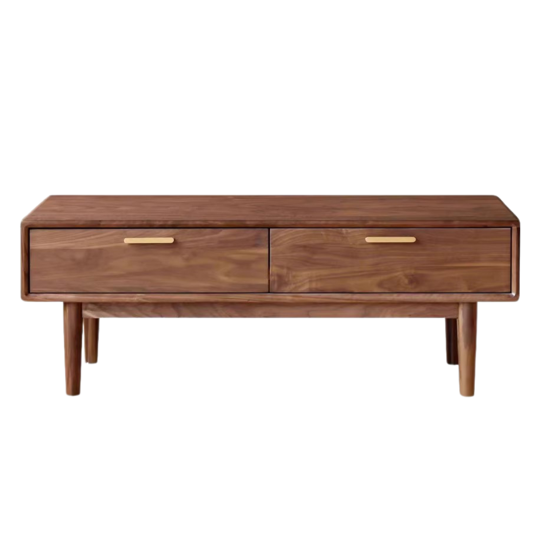 Black Walnut Solid Wood Storage Rock Plate Coffee Table