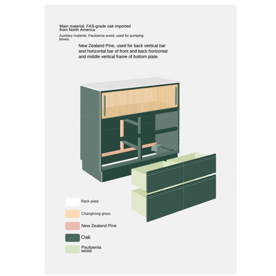 Oak Solid Wood Partition Multi functional Storage Cabinet