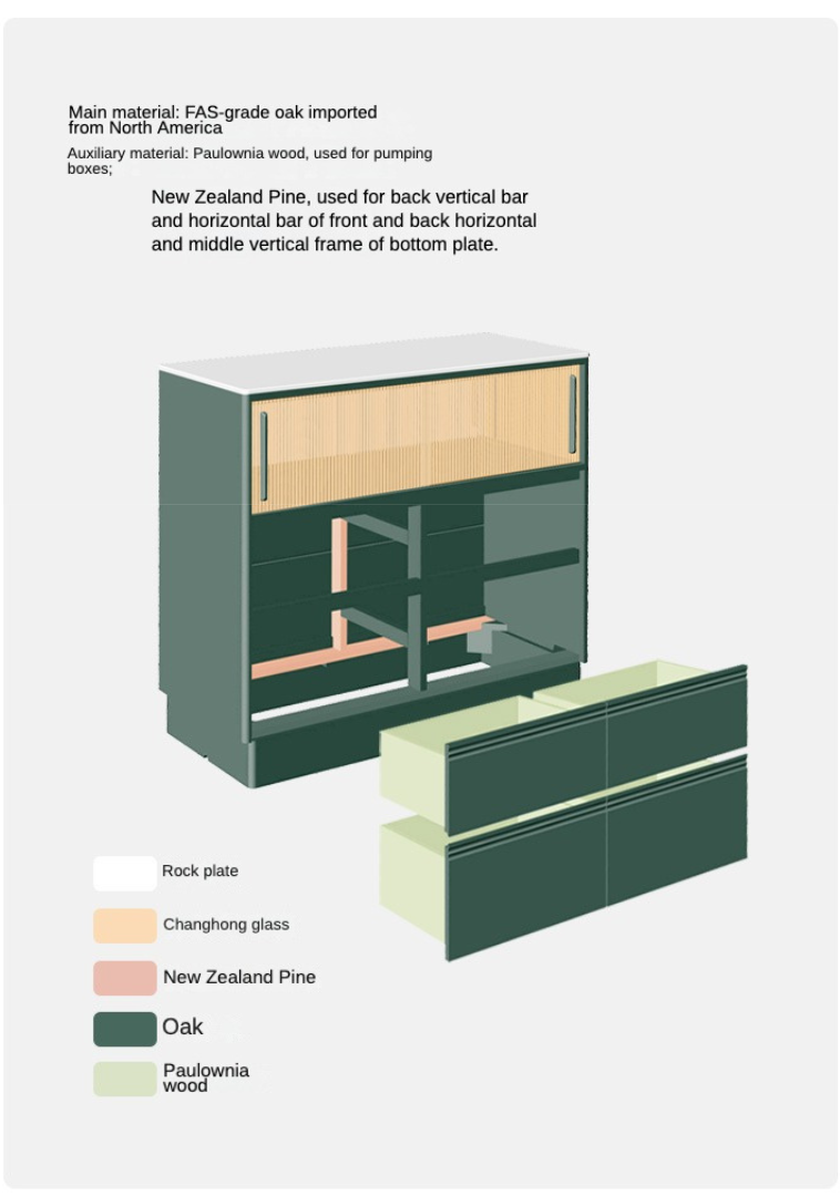 Oak Solid Wood Partition Multi functional Storage Cabinet