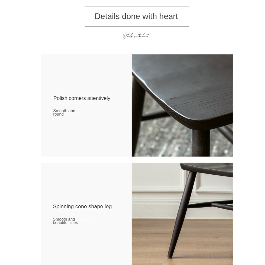 4 Pcs Oak Solid Wood Windsor Smoked Dining Chair