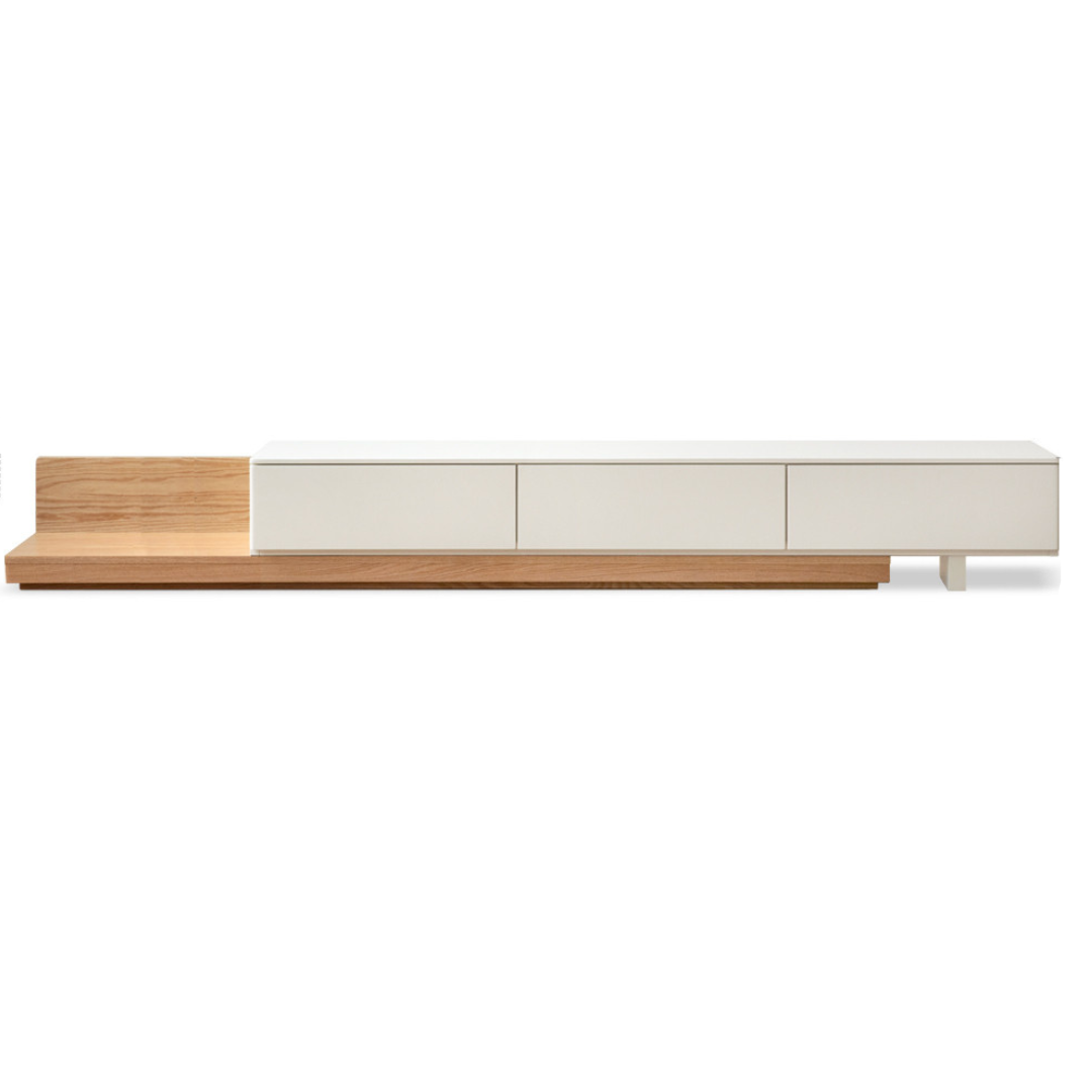Oak, Poplar Solid Wood Retractable Floor TV Cabinet-