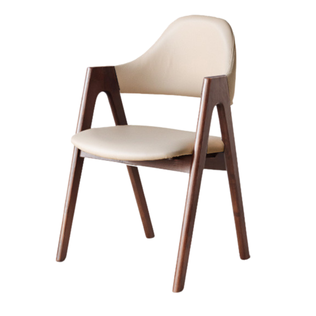 Black Walnut, Oak, Solid Rubberwood Chair with Soft Fabric/Leather Back