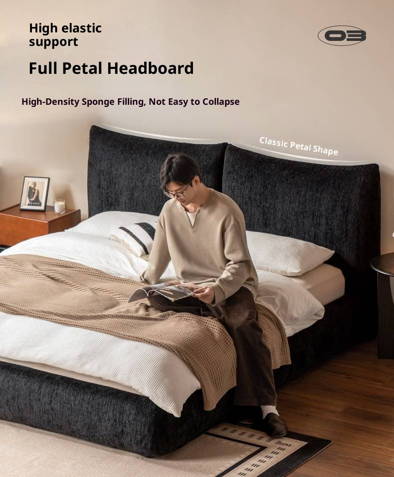 Fabric Chenille Soft Bed Italian Style