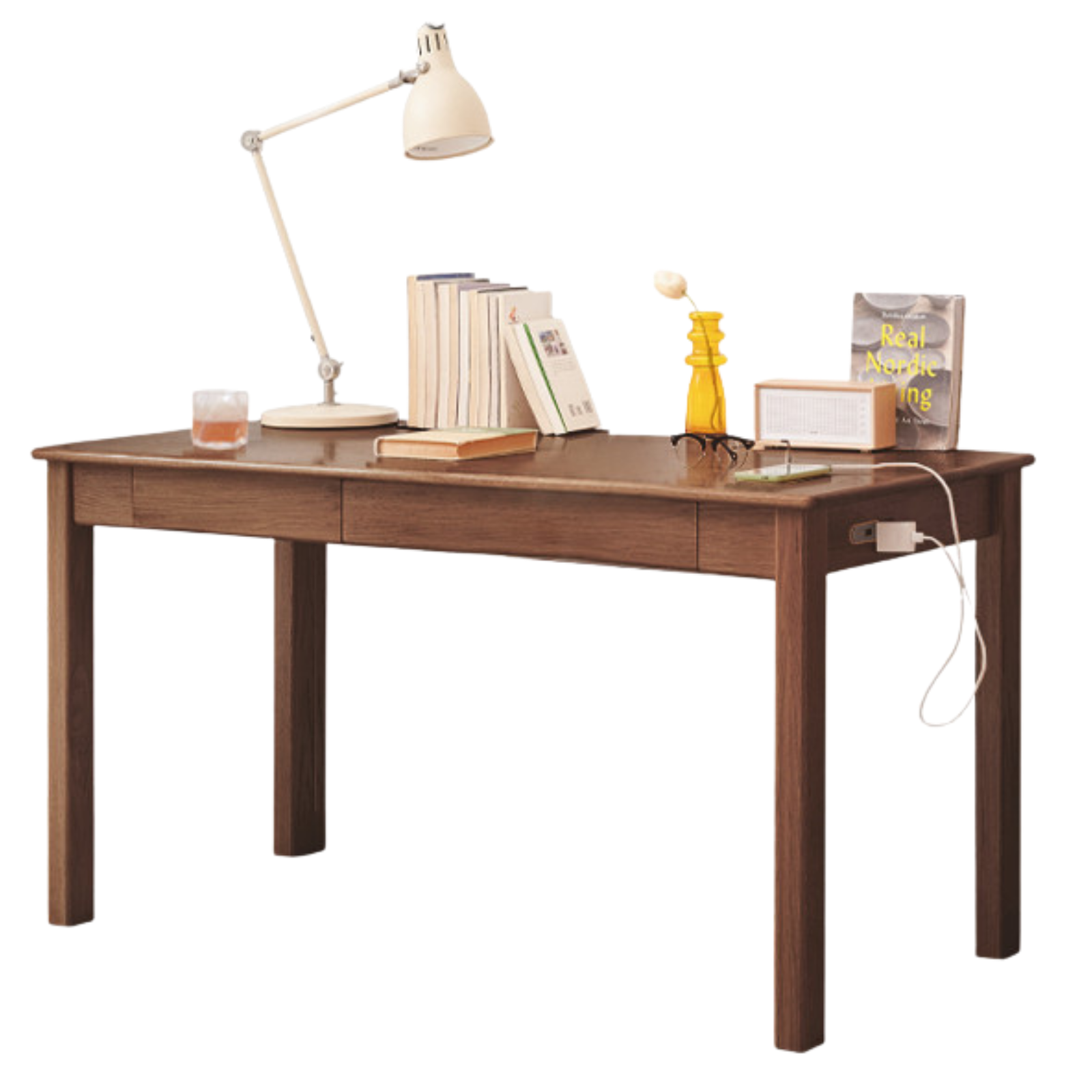 Oak, Ash Solid Wood USB Office Desk