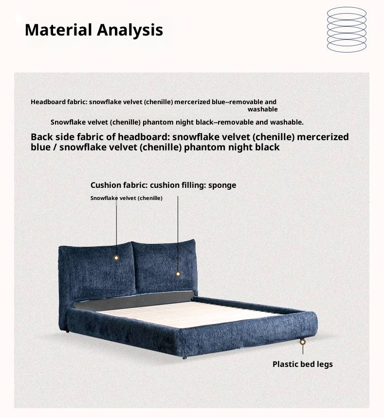 Fabric Chenille Soft Bed Italian Style