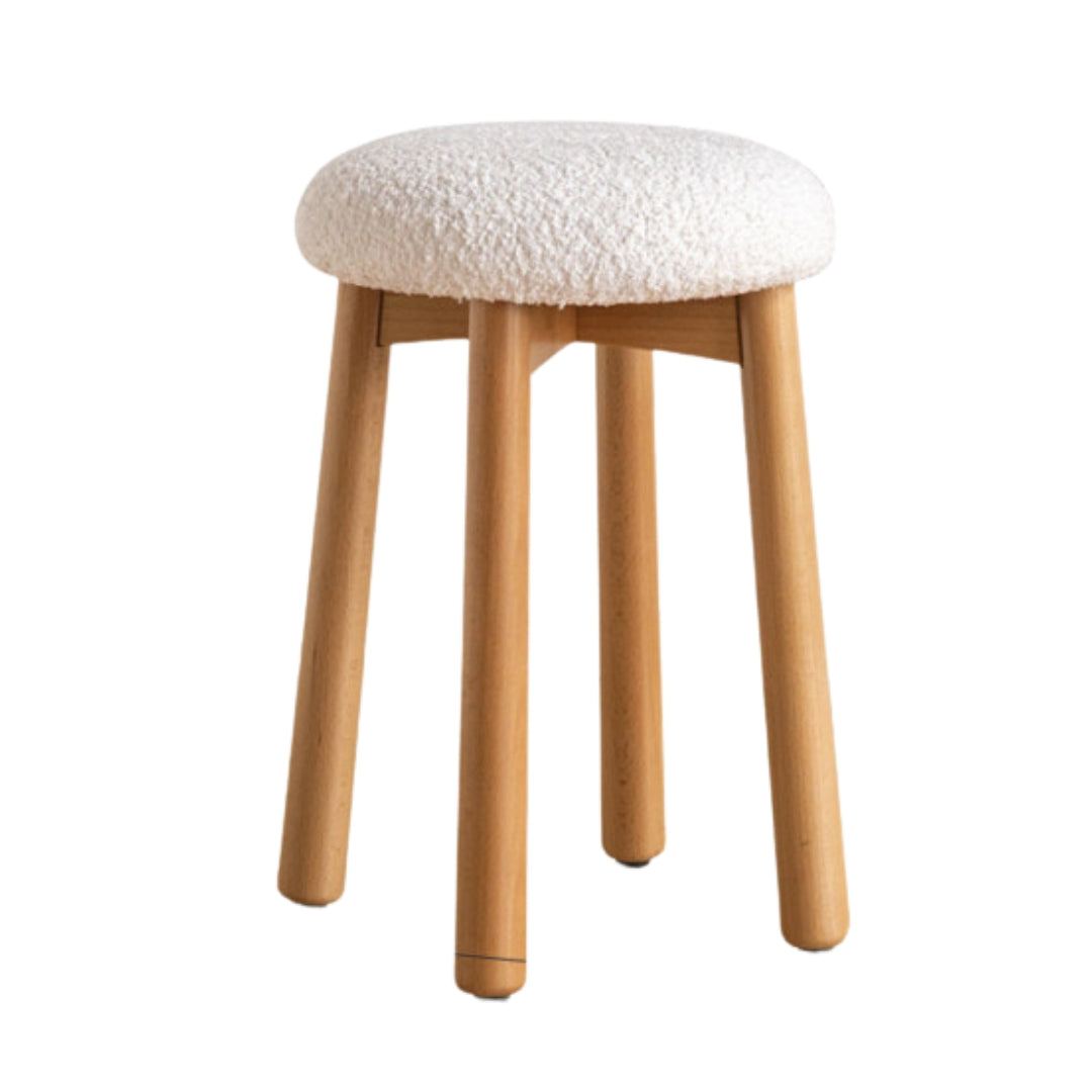 Solid Rubberwood Modern Soft Makeup Stool