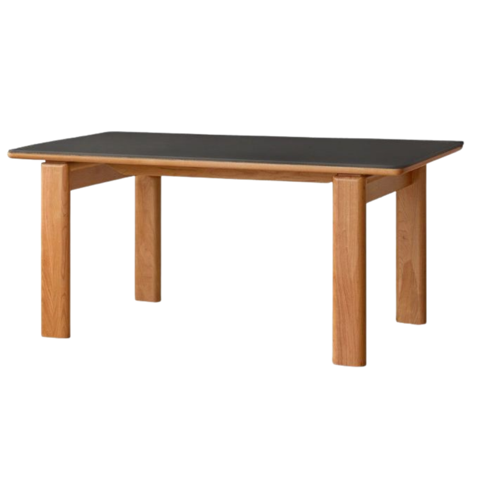 Cherry Solid Wood Vintage Style Slab Dining Table with Sintered Stone Top