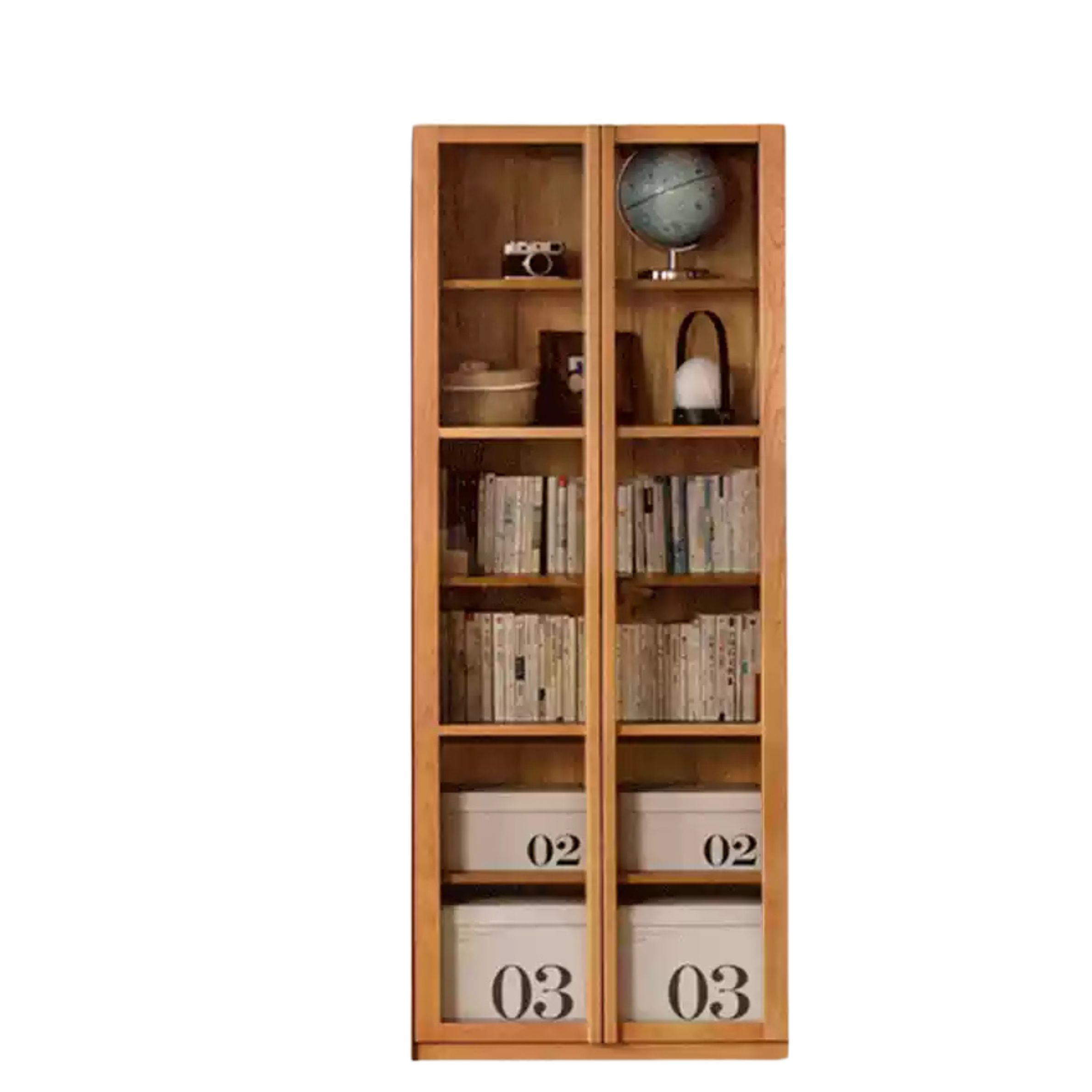 Cherry Solid Wood Bookcase Display Storage Cabinet for Study