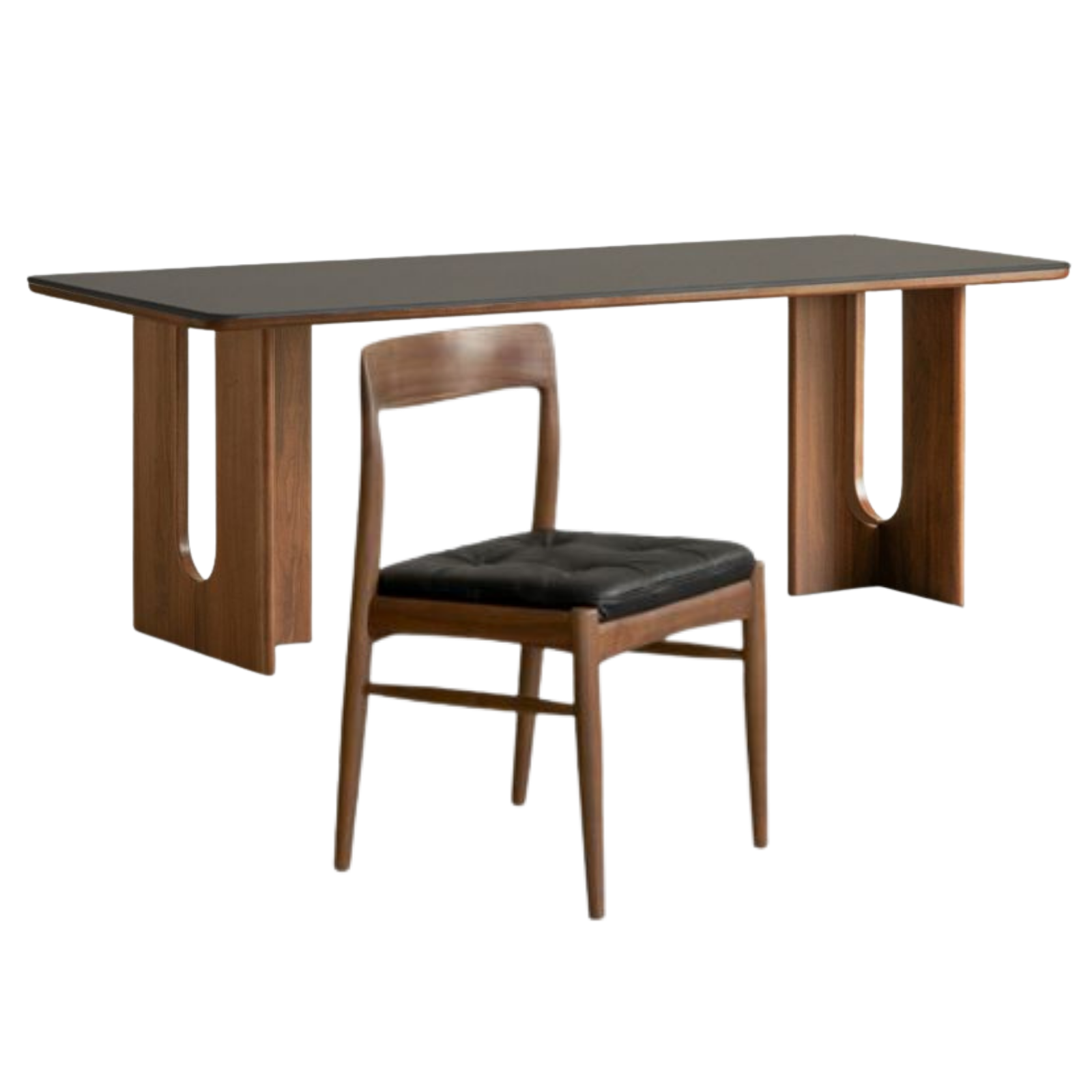 Black Walnut Solid Wood Light Luxury Style Rock Plate Dining Table