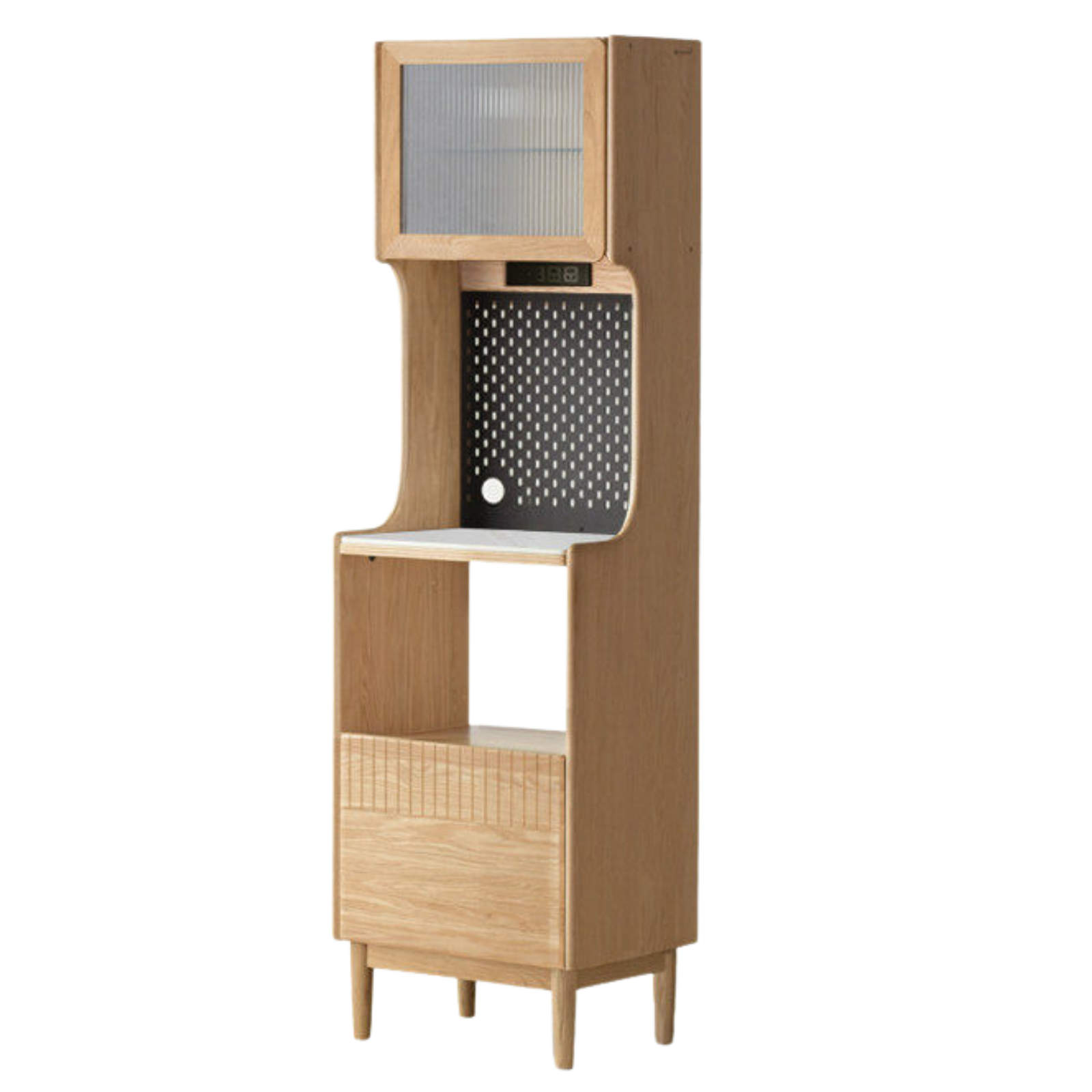 Solid RubberWood, Oak Solid Wood Sideboard Rock Board LED Light