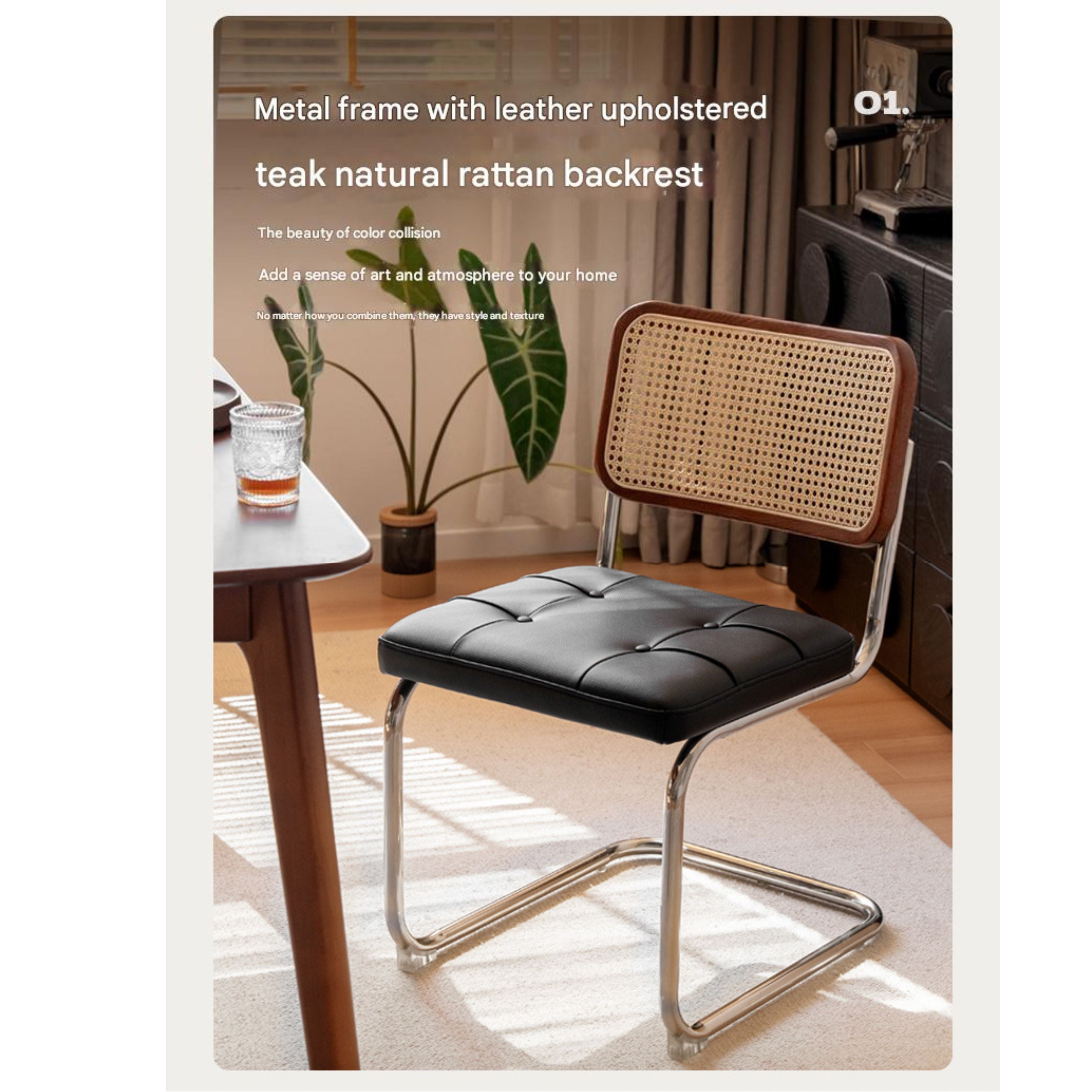 4 pcs Oak Solid Wood leather Soft Suspended Chair