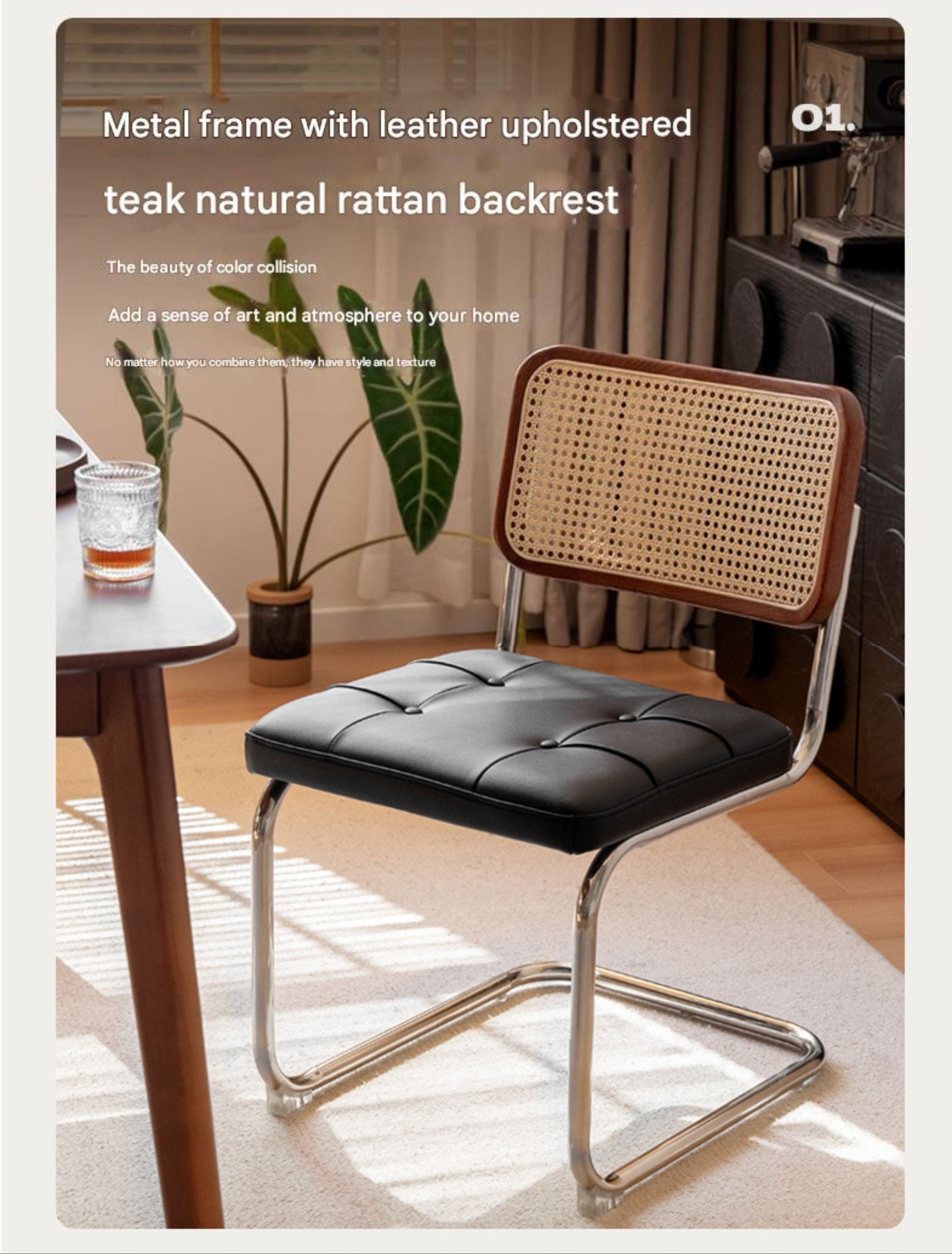 4 pcs Oak Solid Wood leather Soft Suspended Chair