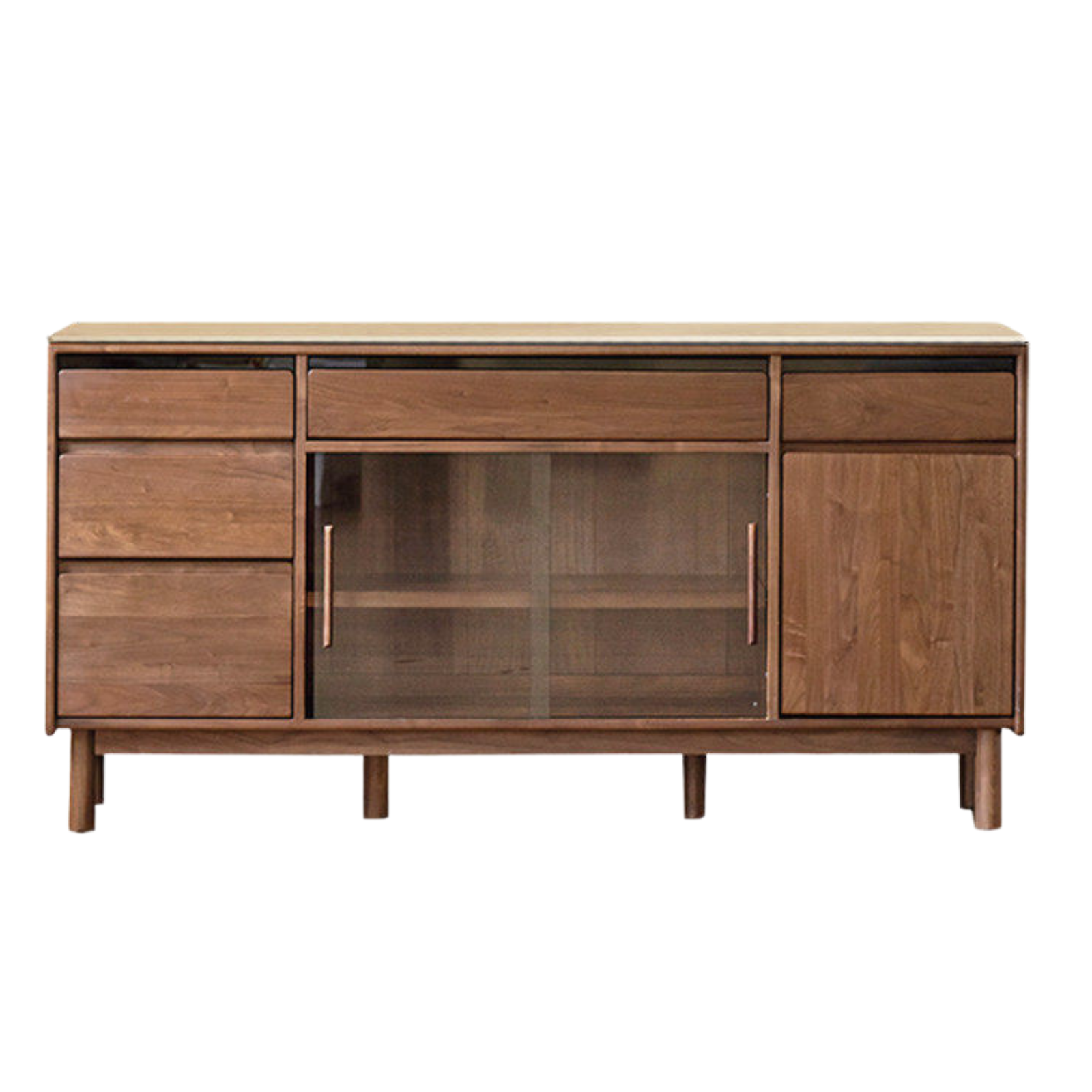 Black Walnut, Sandalwood Solid Wood Light Luxury Rock Plate Sideboard