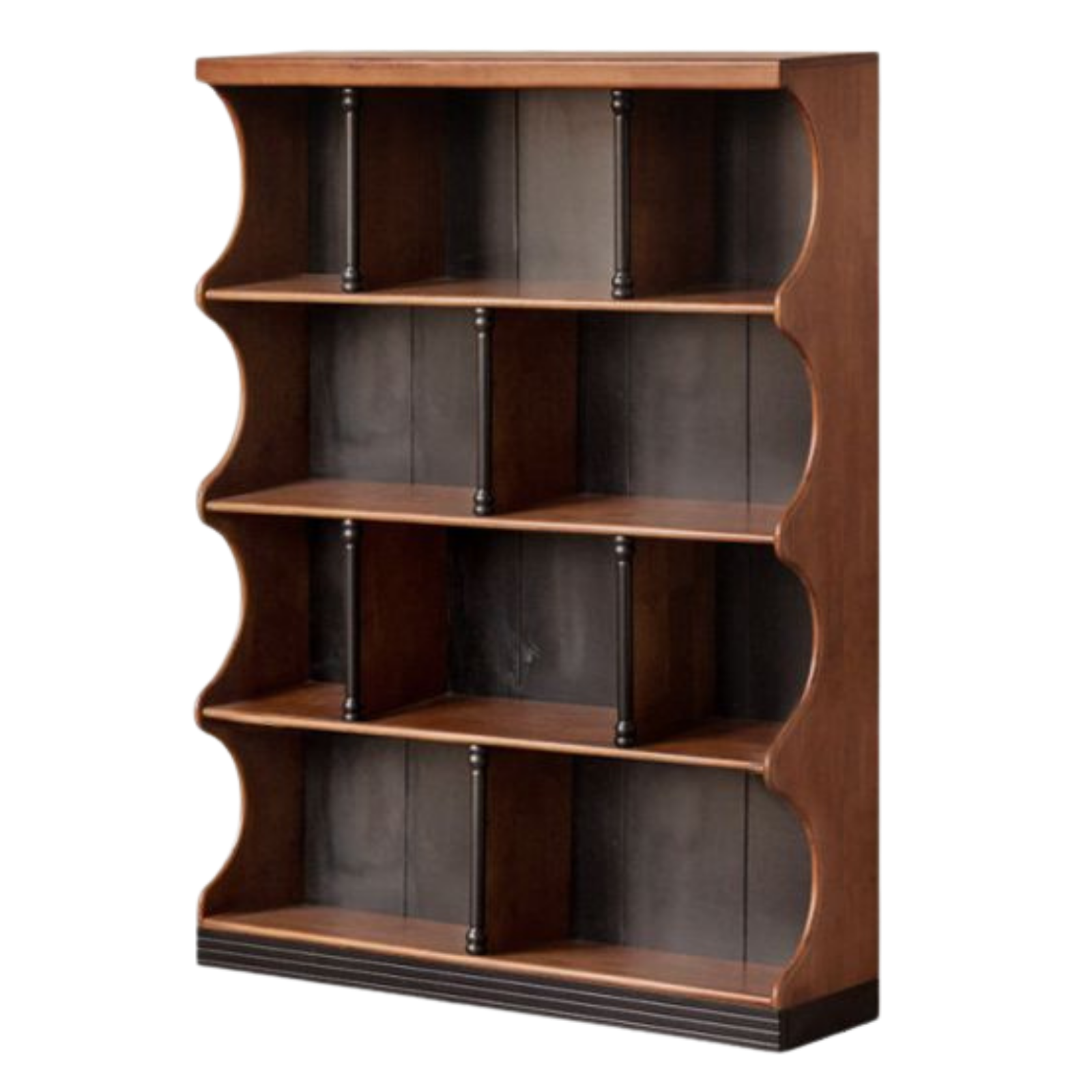 Solid RubberWood French Retro Bookcase with Storage Cabinet