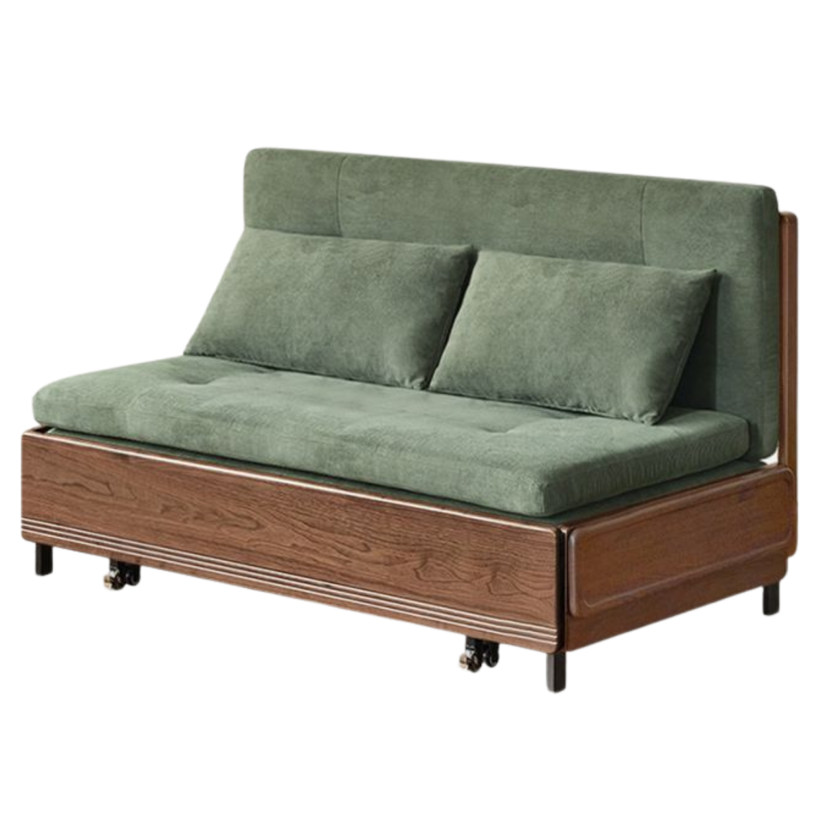 Black Walnut, Oak Solid Wood Sleeper Chair-sofa Bed with Attached Fold-Out Side Tray