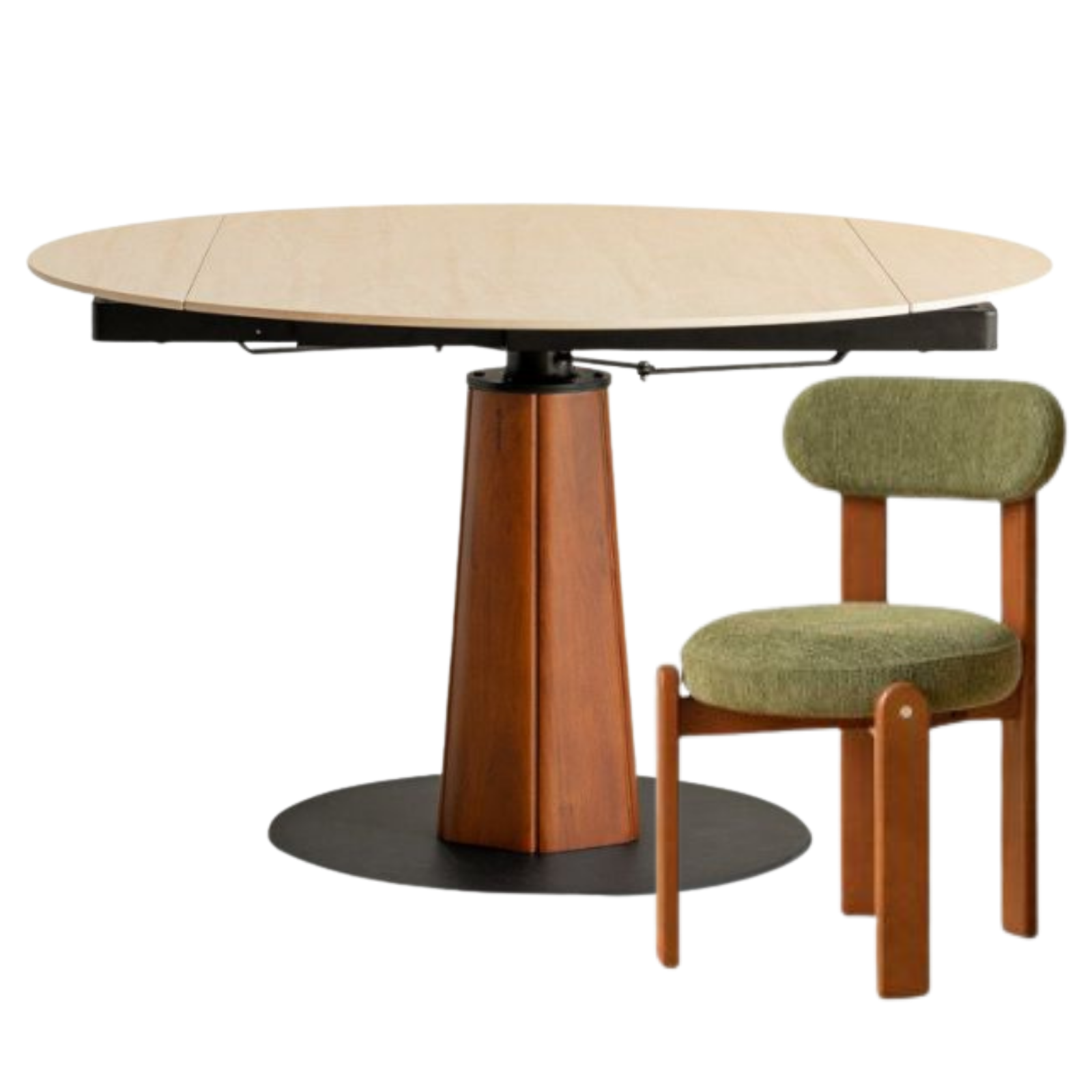 Tulipwood Solid Wood Rock Plate Round Table with Folding Feature