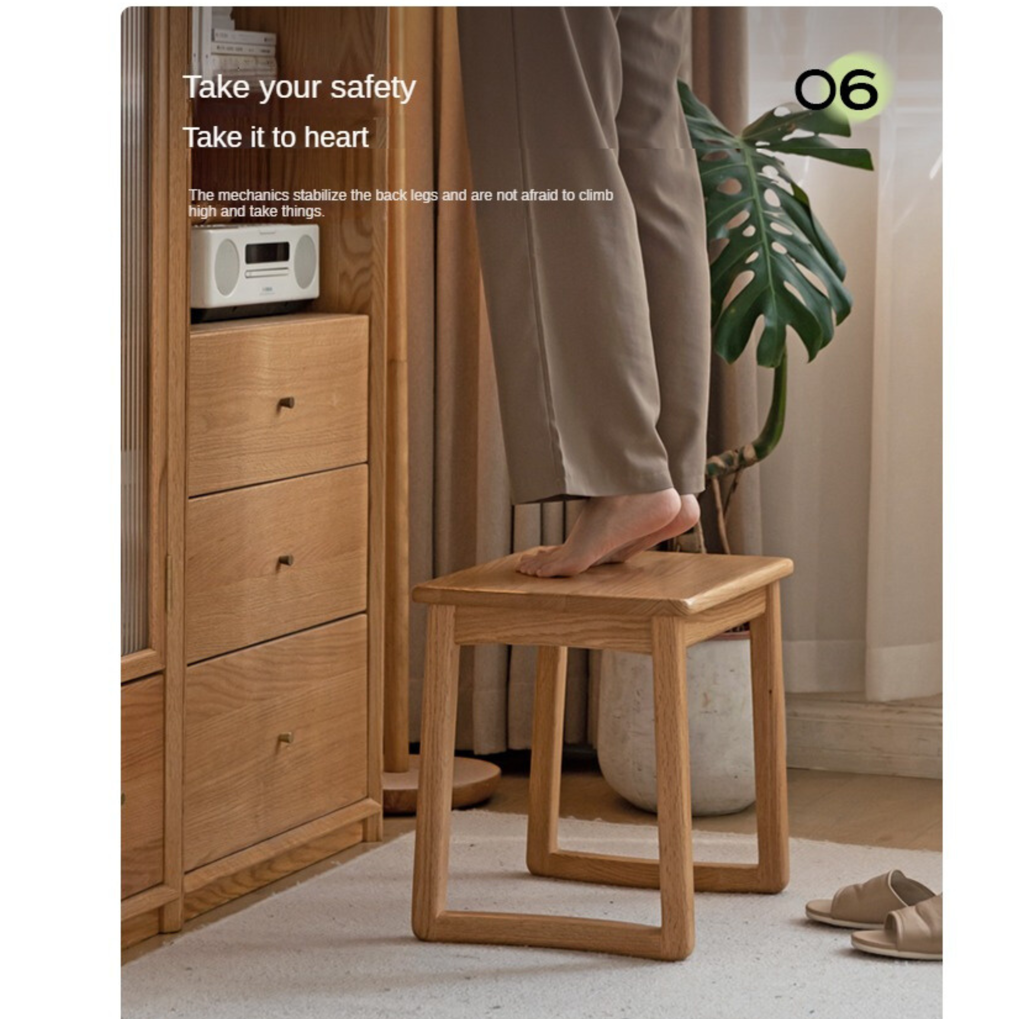 Ash, Oak Solid Wood Tea Stool