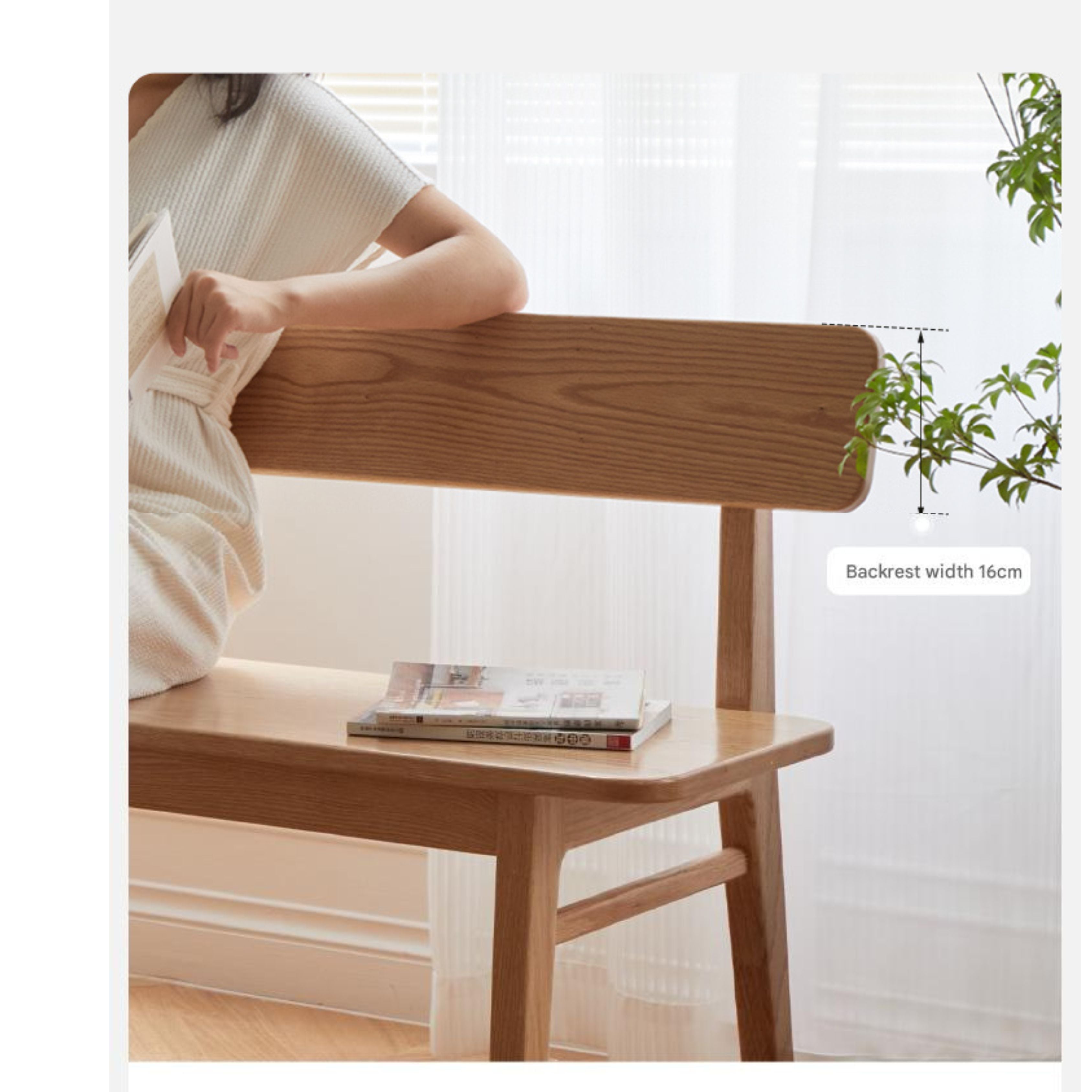 Ash, Oak Solid Wood Nordic Long Bench