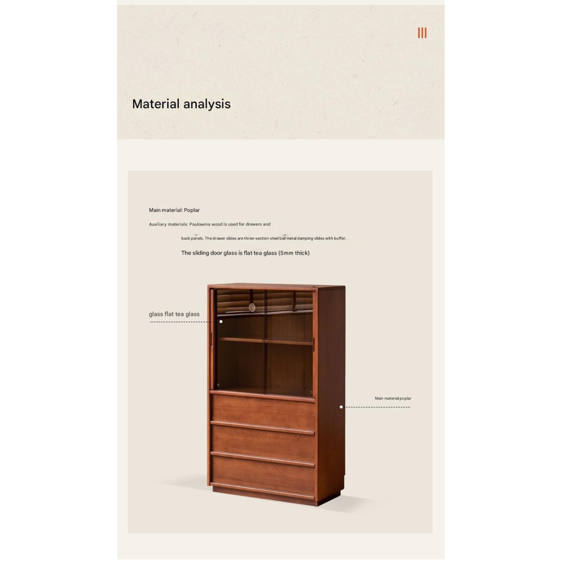 Poplar Solid Wood Middle Ages Side Cabinet