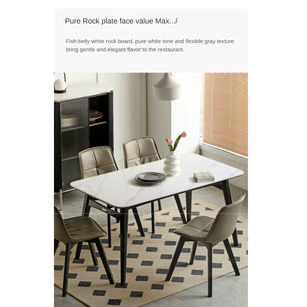 Oak Solid Wood Slate Luxury Dining Table