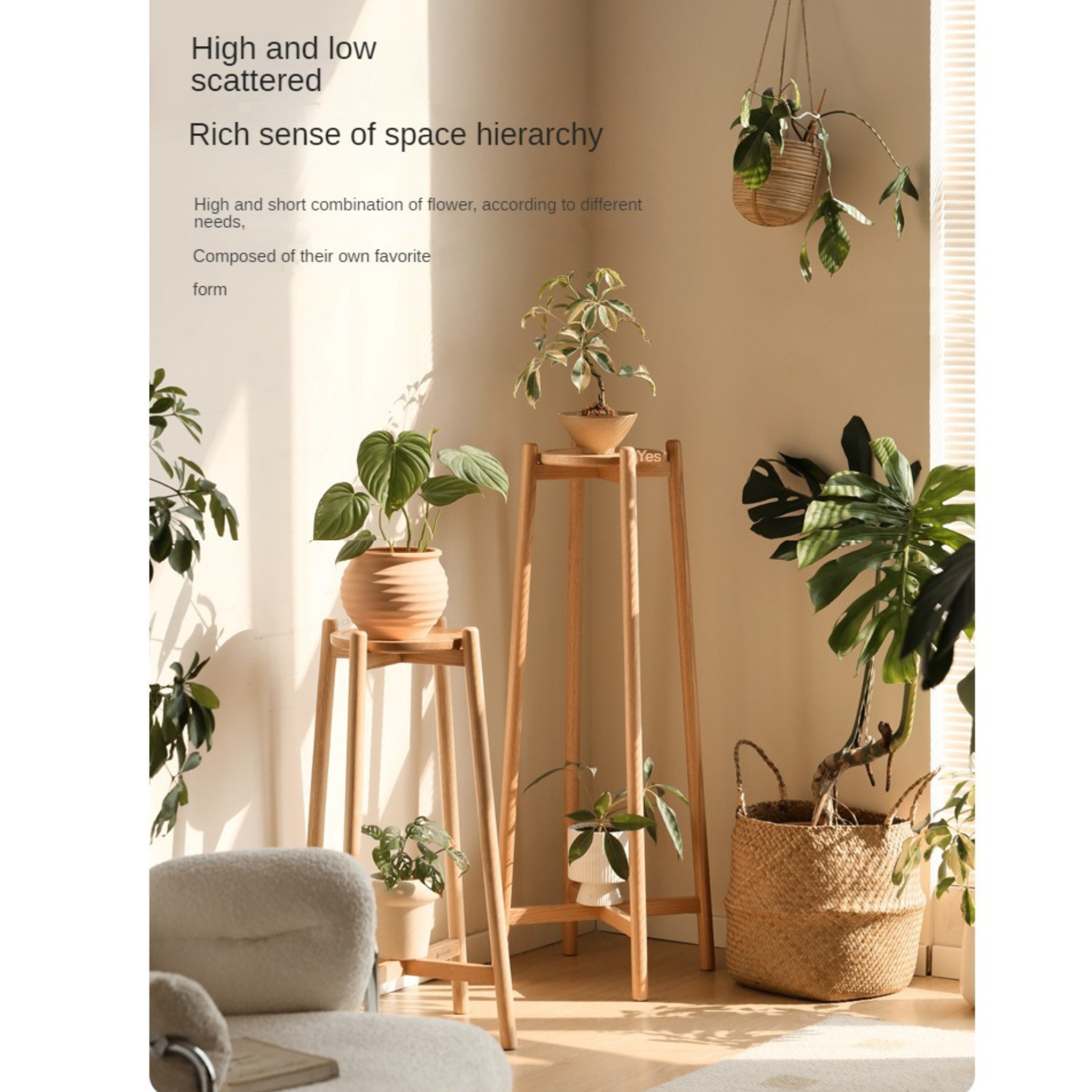 Oak Solid Wood Flower Rack Storage Rack