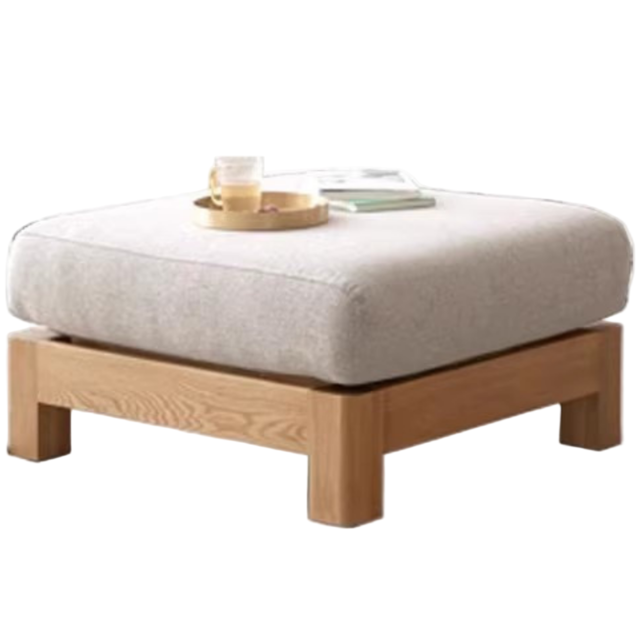 Ash, Oak, Black Walnut Solid Wood Fabric Footstool-