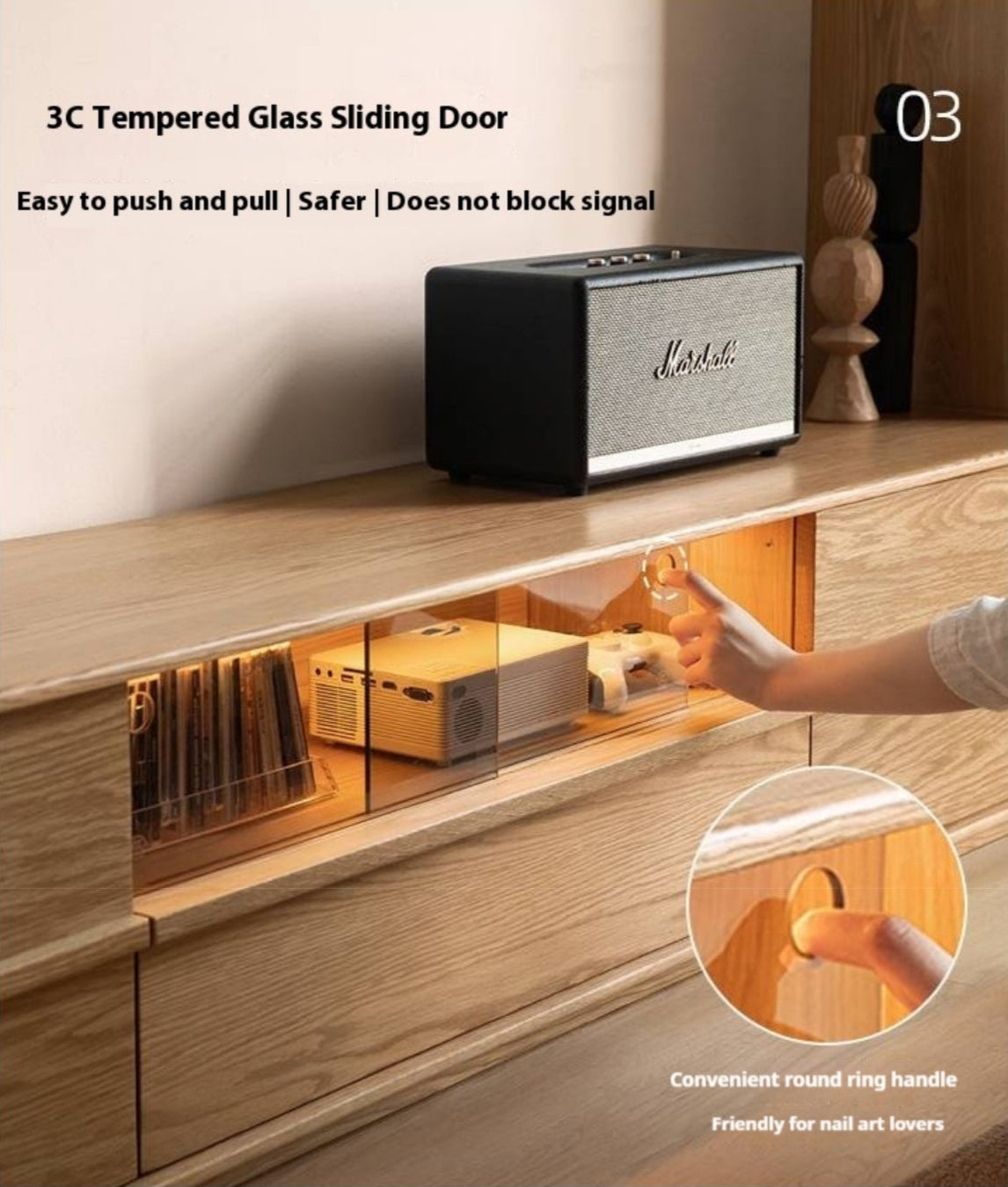 White Oak, Ash Solid Wood Wabi-sabi Style TV Cabinet