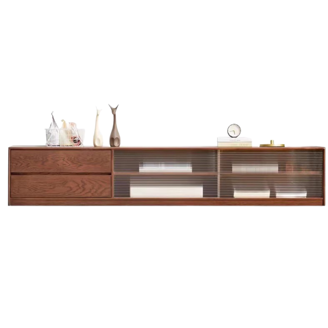 Oak, Solid Rubberwood TV Wall Cabinet.