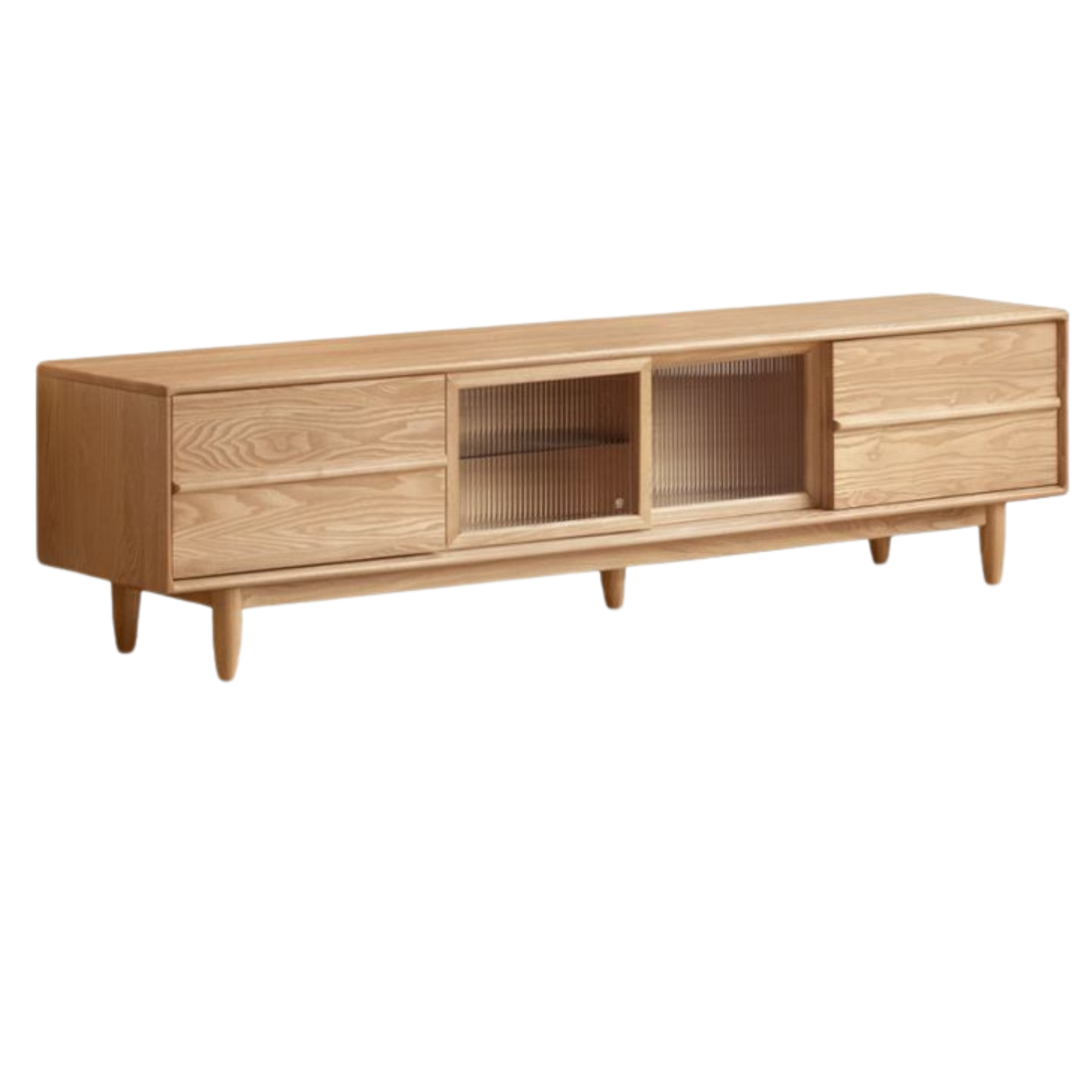 Ash Solid Wood Modern Log Style TV Cabinet