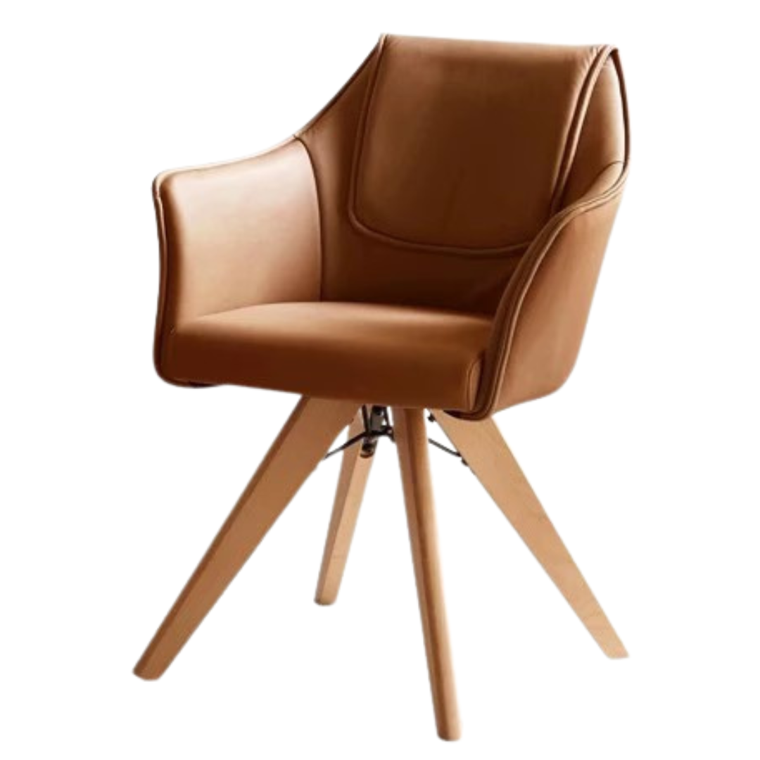 Beech Solid Wood Rotating Chair Organic Leather