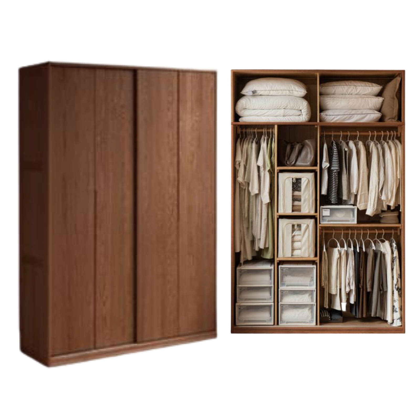 Oak Solid Wood Modern Style Wardrobe