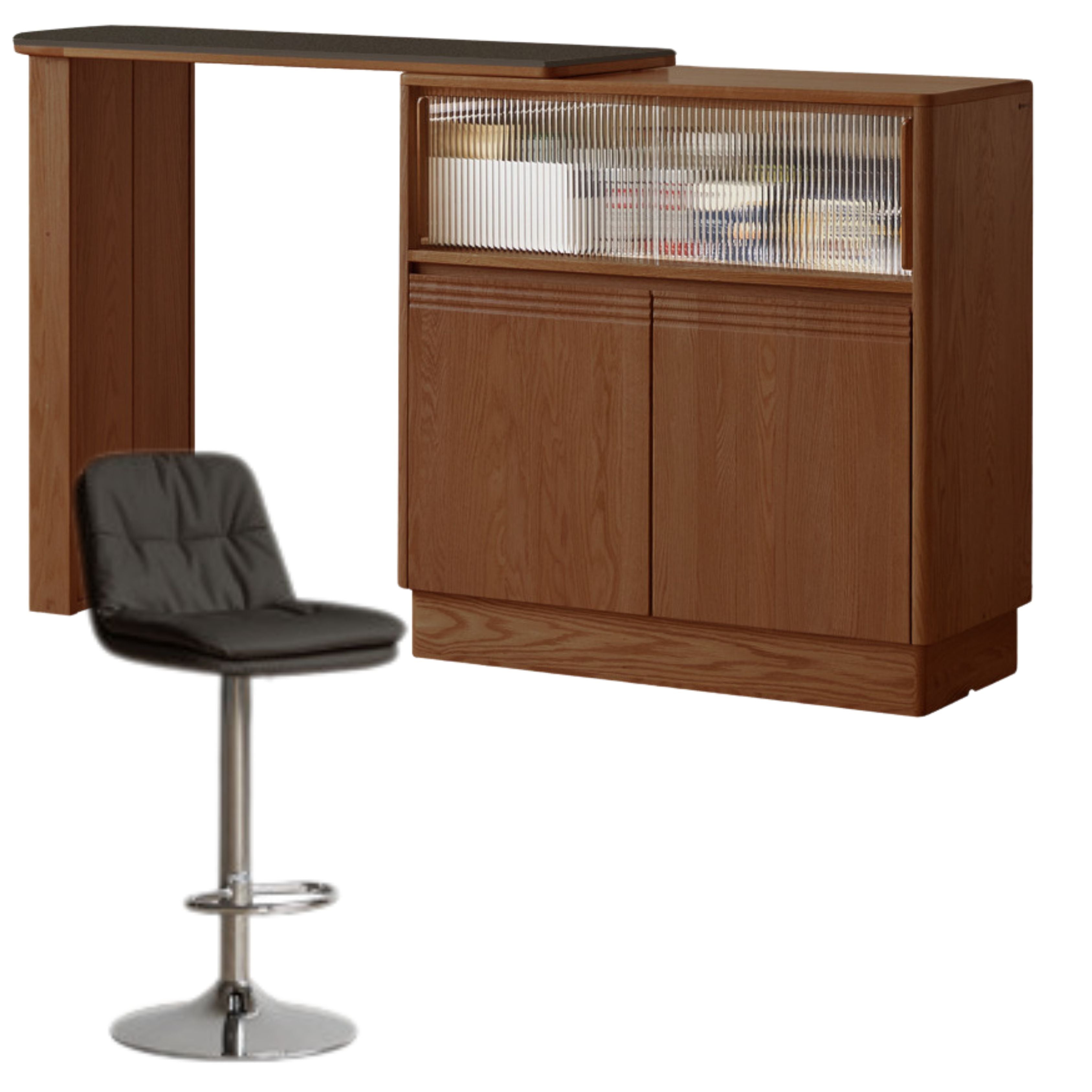 Oak Solid Wood Retractable Rock Plate Bar Table