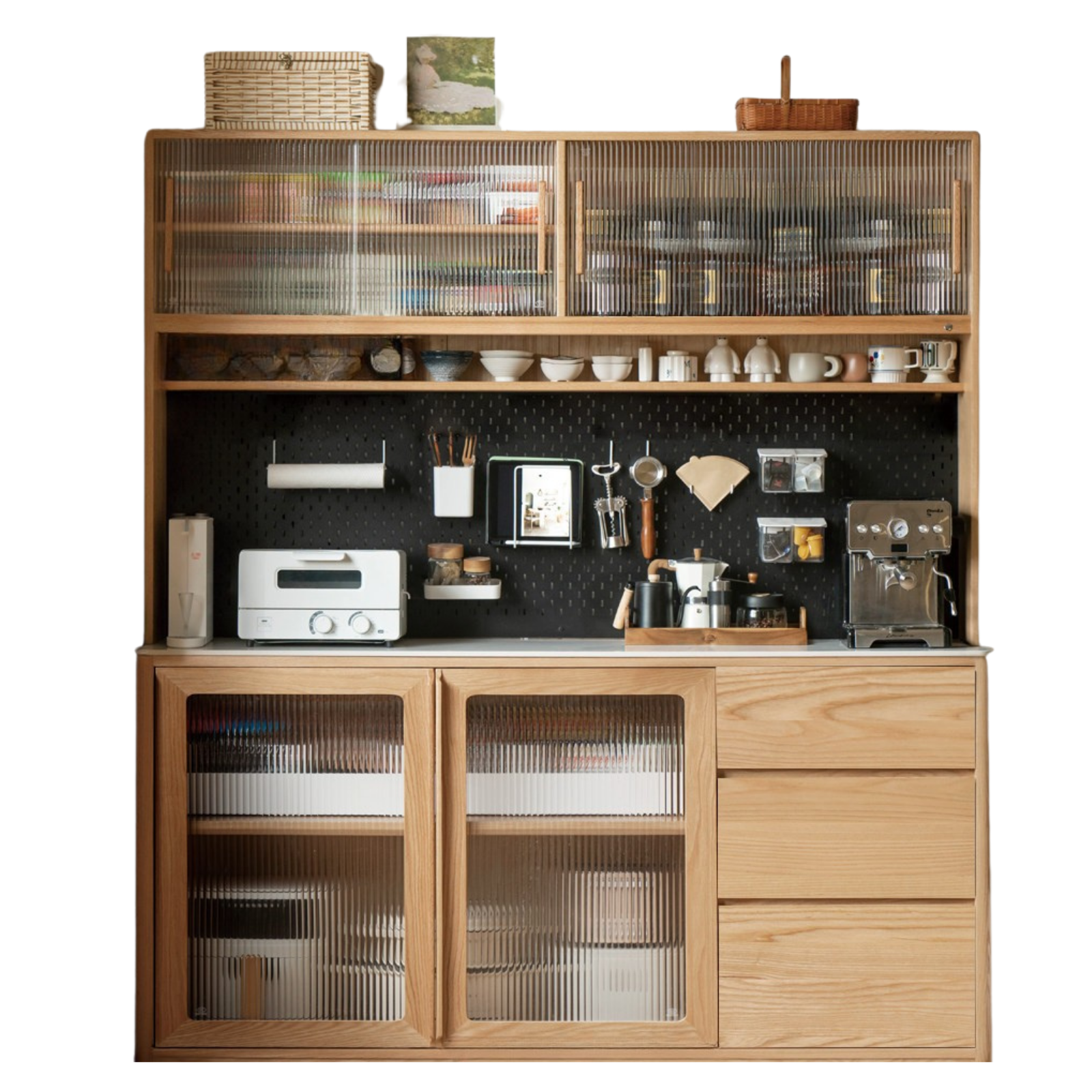 Ash Solid Wood White Wax Rock Plate Sideboard