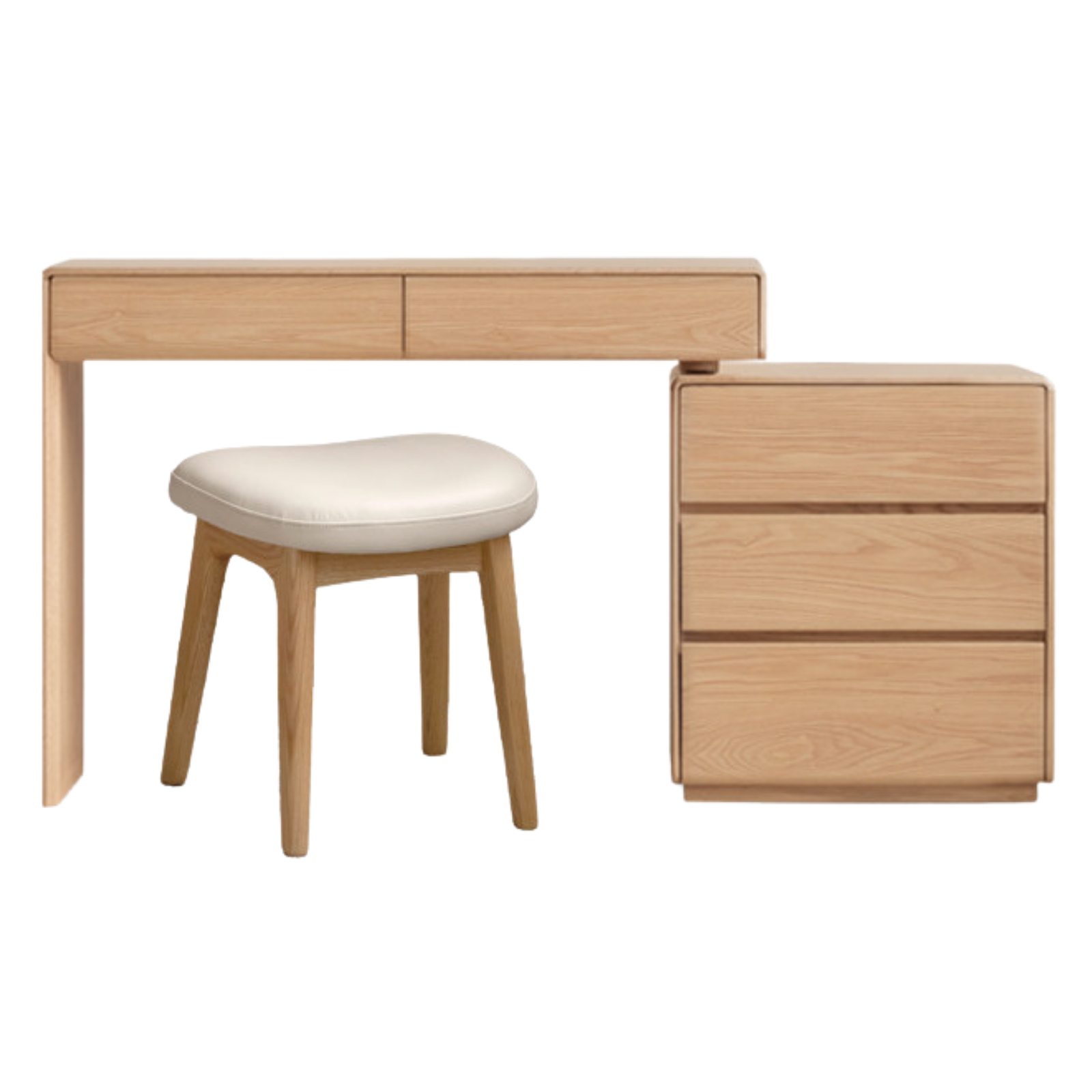 Oak, Ash Solid Wood Retractable Vanity Table Storage Cabinet.