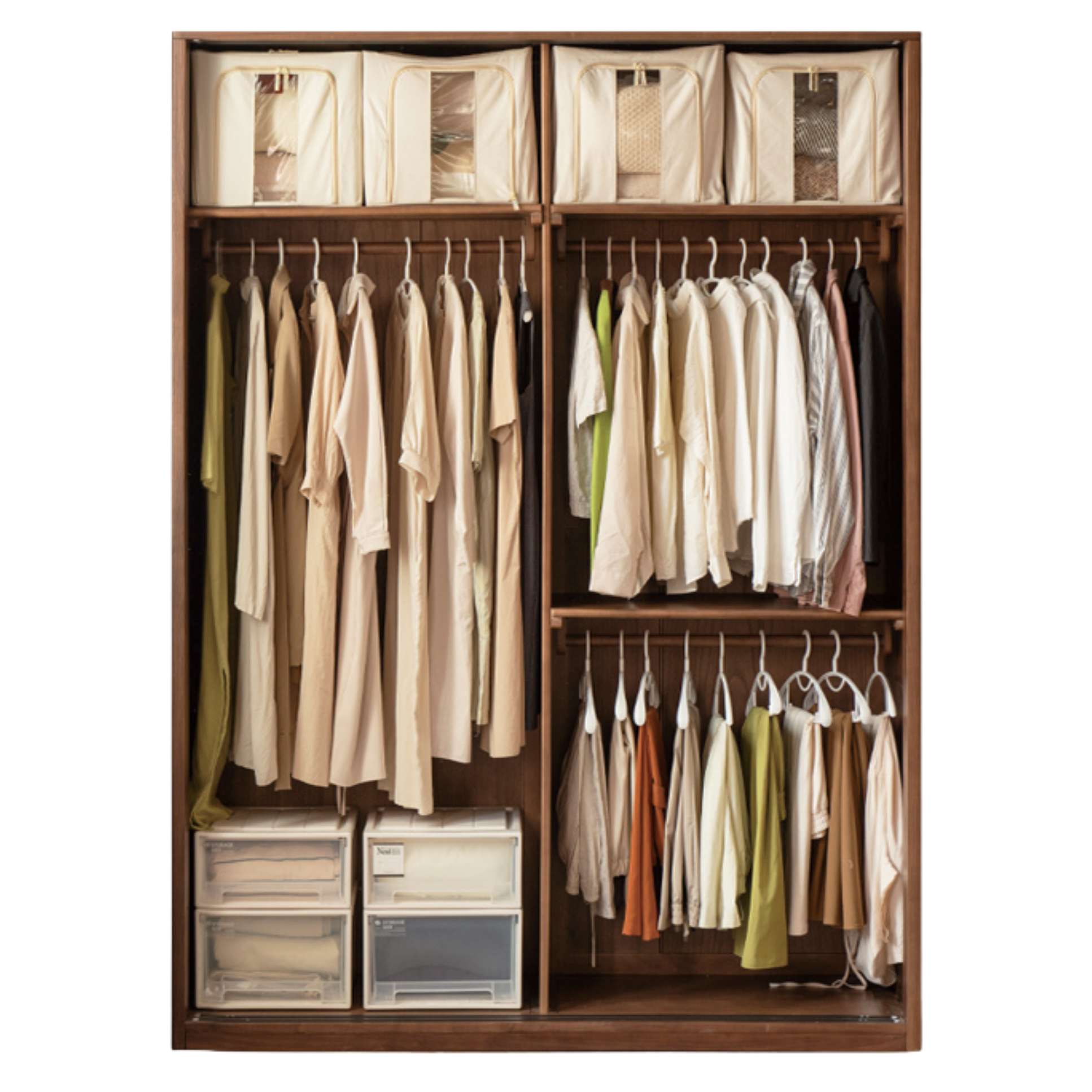 Black Walnut Solid Wood Sliding Door Wardrobe.