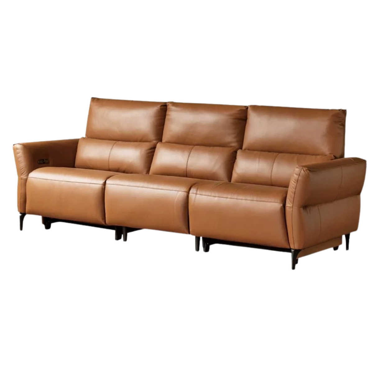Genuine Leather Power Reclining Sofa with High Back, Single or Dual Power Recliners & USB Charging