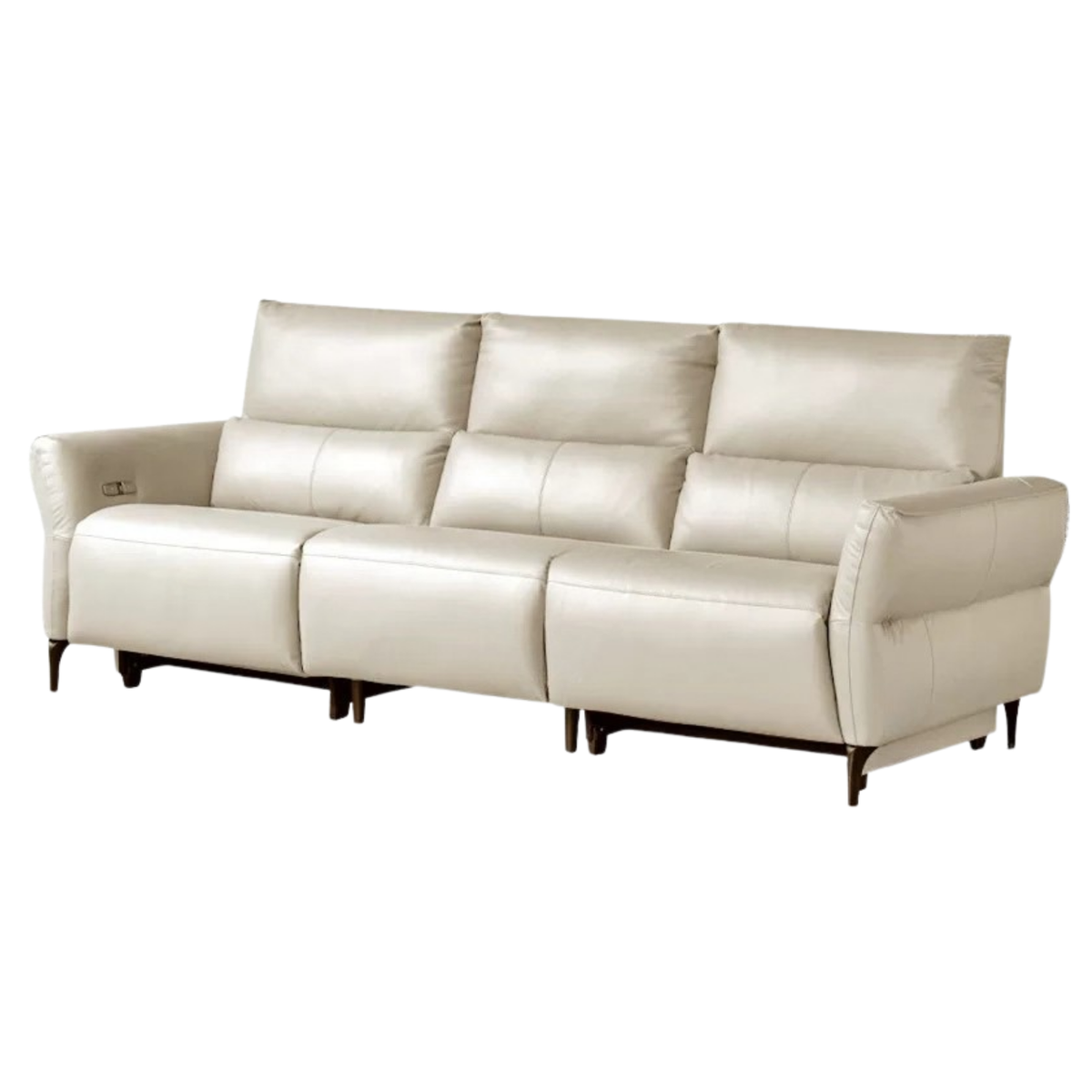 Genuine Leather Power Reclining Sofa with High Back, Single or Dual Power Recliners & USB Charging