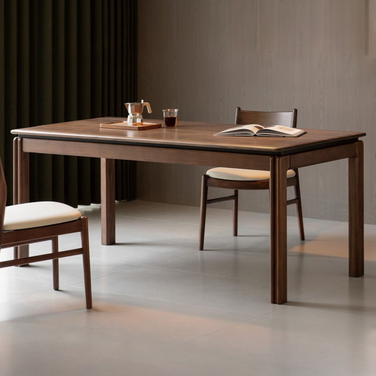 Solid Wood Dining Table Light Luxury Style Restaurant Long Table Black ...