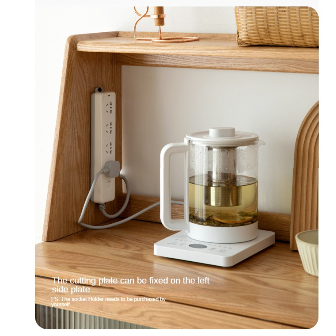 Oak Solid Wood, Solid Rubberwood Sideboard Shelf, Kitchen Shelf