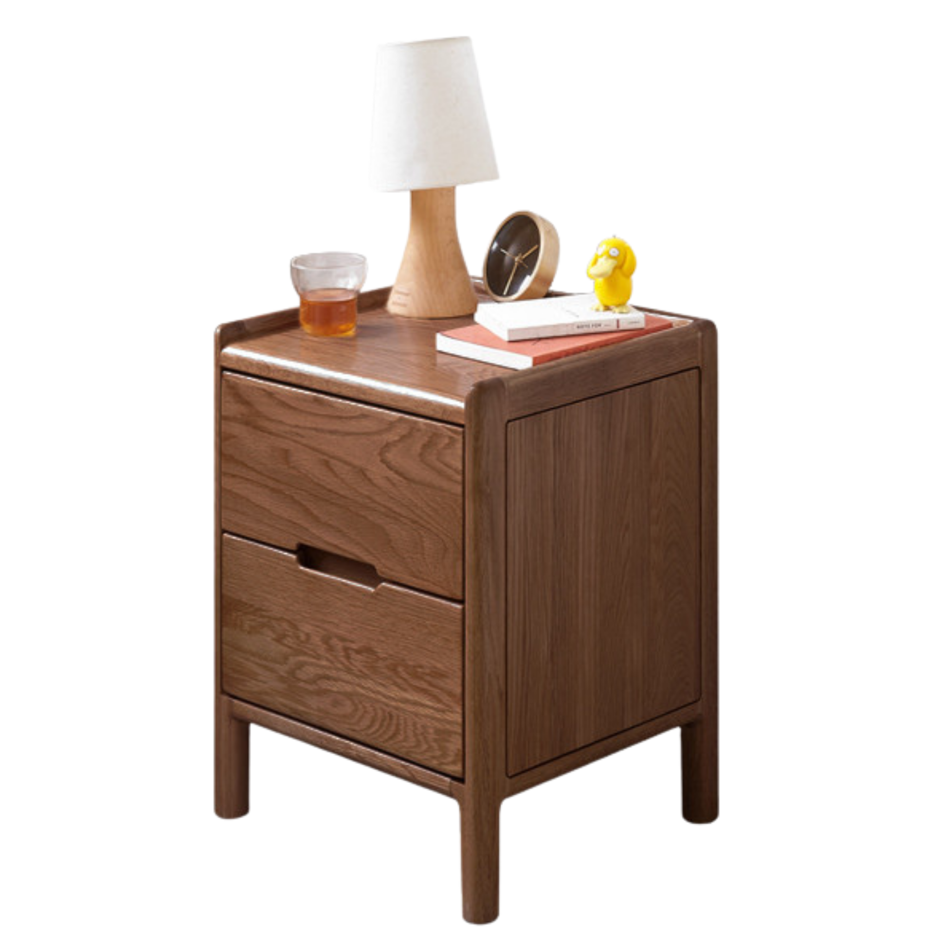 Oak Solid Wood, Solid Rubberwood Nordic Style Nightstand