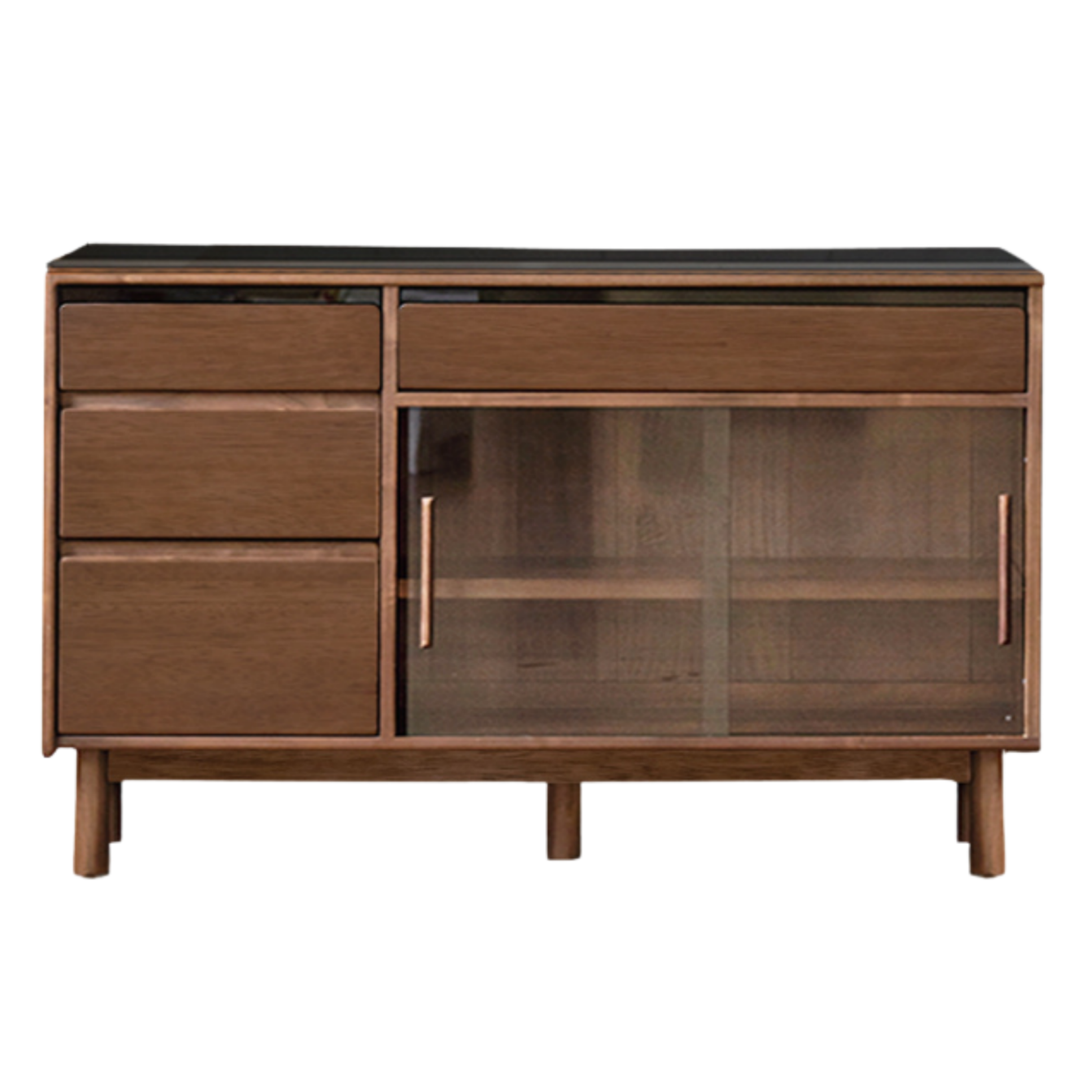 Black Walnut, Sandalwood Solid Wood Light Luxury Rock Plate Sideboard