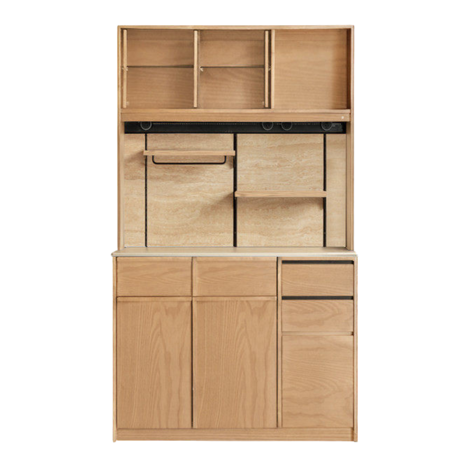 Black Walnut, Sandalwood, Ash Solid Wood Dining Cabinet Antique Style Rock Board