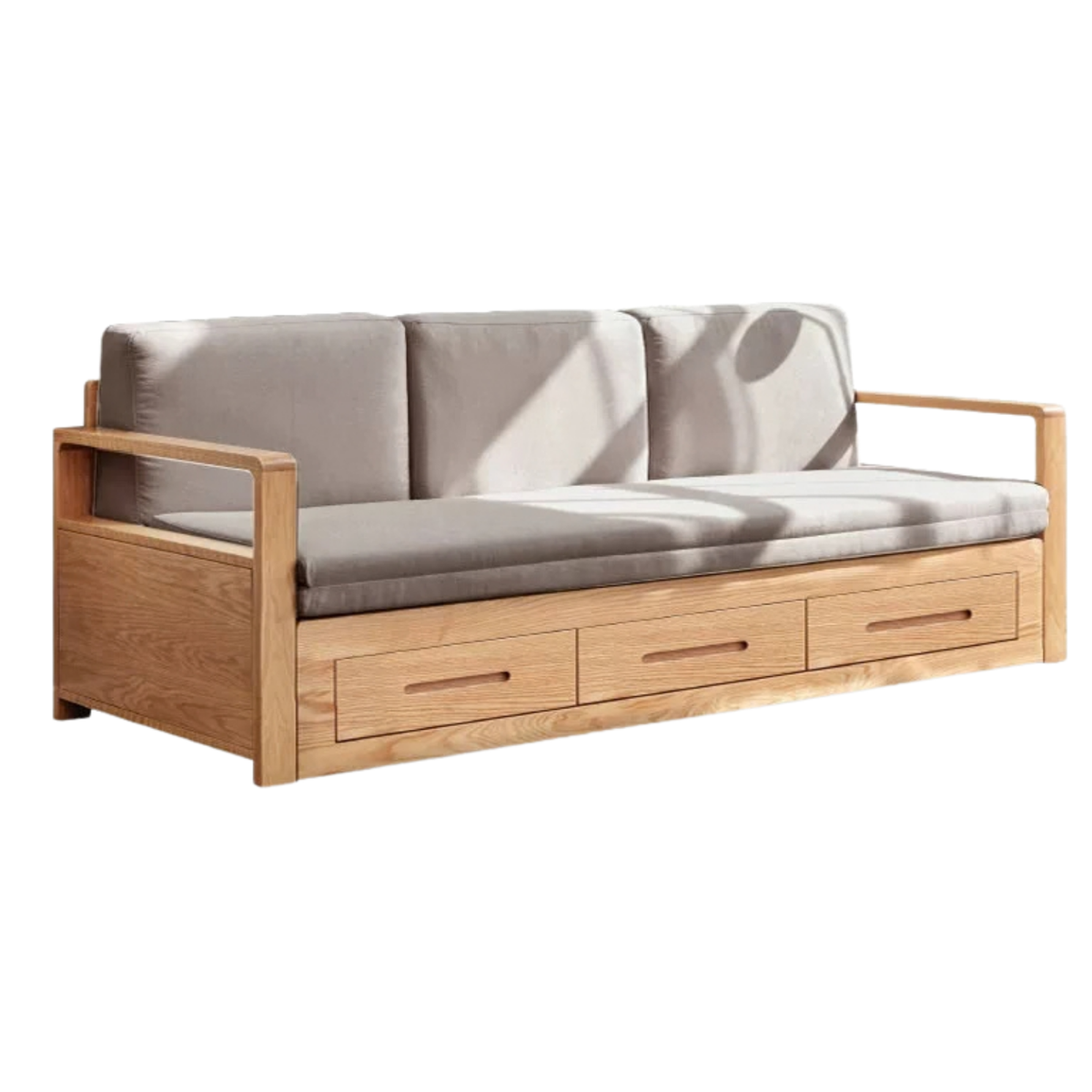 Oak, Ash Solid Wood Wood Daybed with Trundle and Storage Drawers