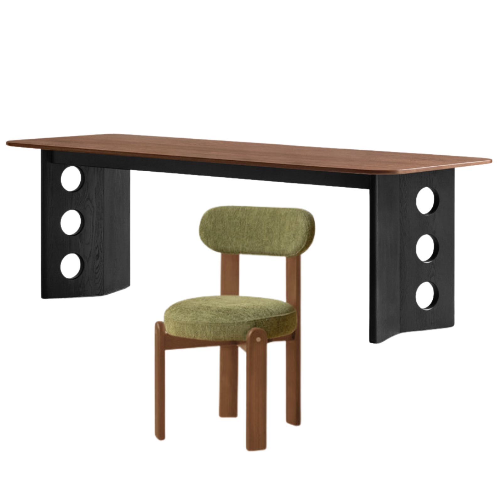 Black Walnut, Ash Solid Wood Retrо Dining Table