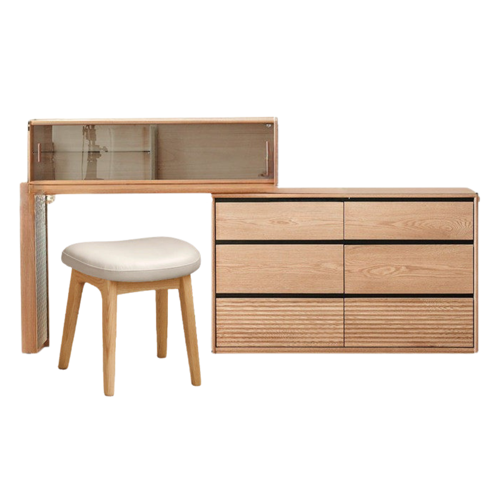 Oak, Ash Solid Wood Modern Telescopic Vanity Table.