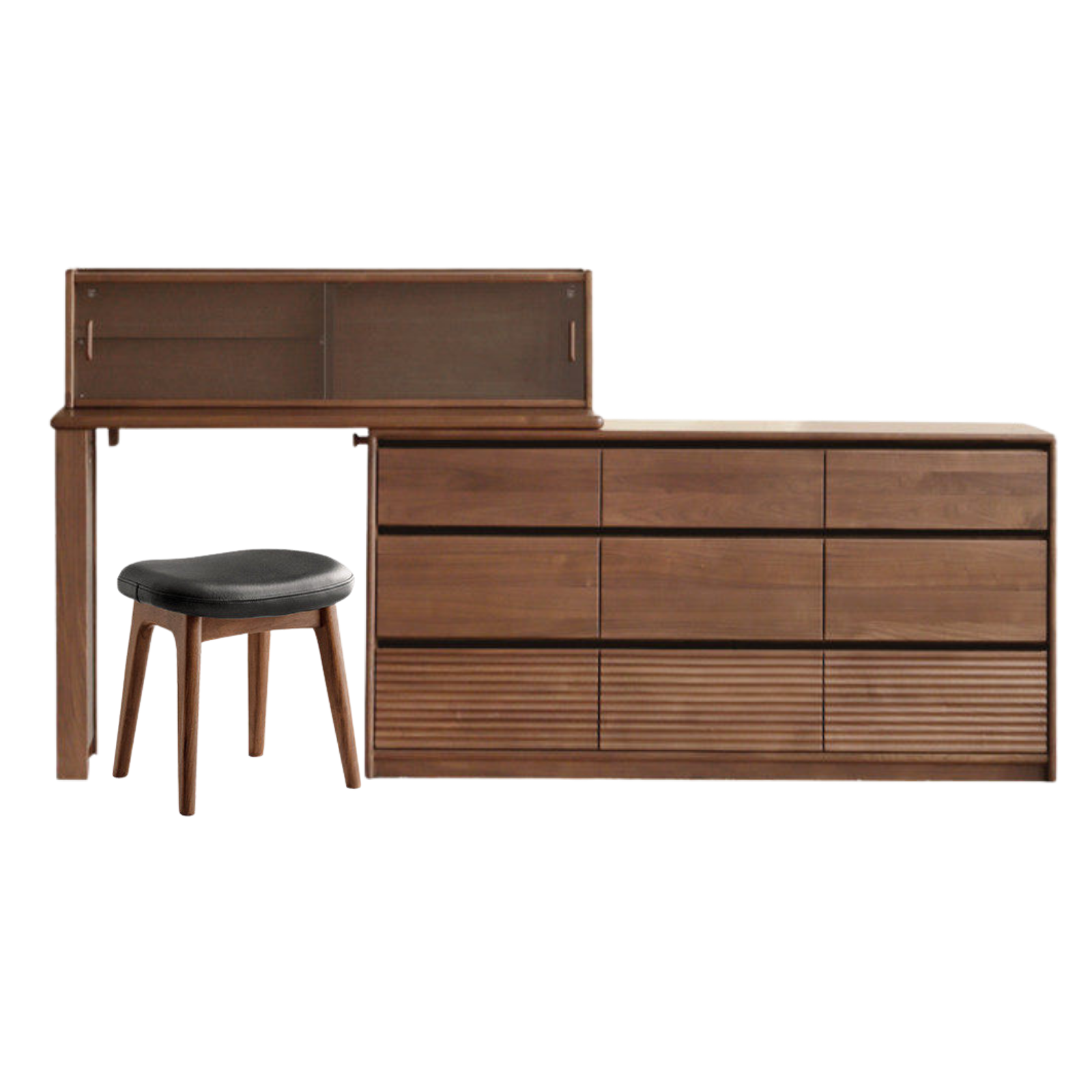 Black Walnut, Sandawood Light Luxury Retractable Vanity Table.