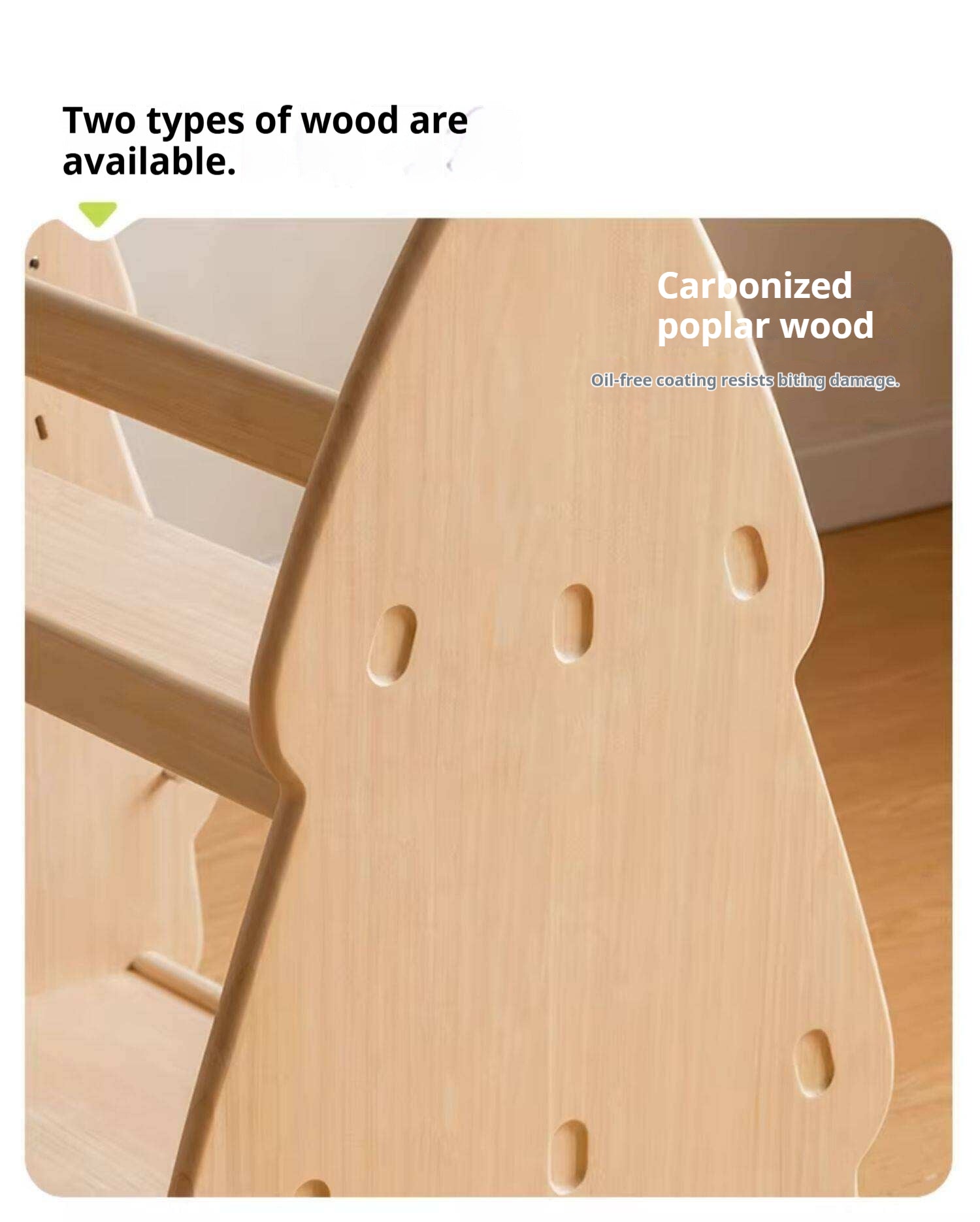 Beech, Poplar Solid Wood Movable Kids Bookshelf with Wheels, Multifunctional Storage